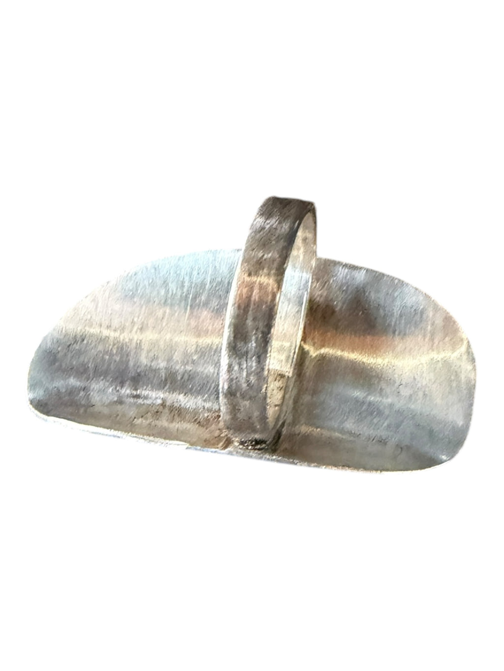 Mid-20th Century Engraved Floral Metal Ring in Silver and Gold