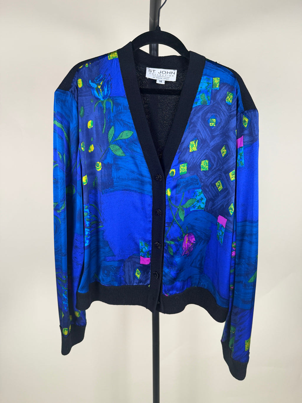 St. John Collection by Marie Gray Mixed-Media Cardigan with Abstract Floral Print - photo 6