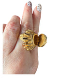 Lorenzo G Gold Ring with Ornate Floral Design