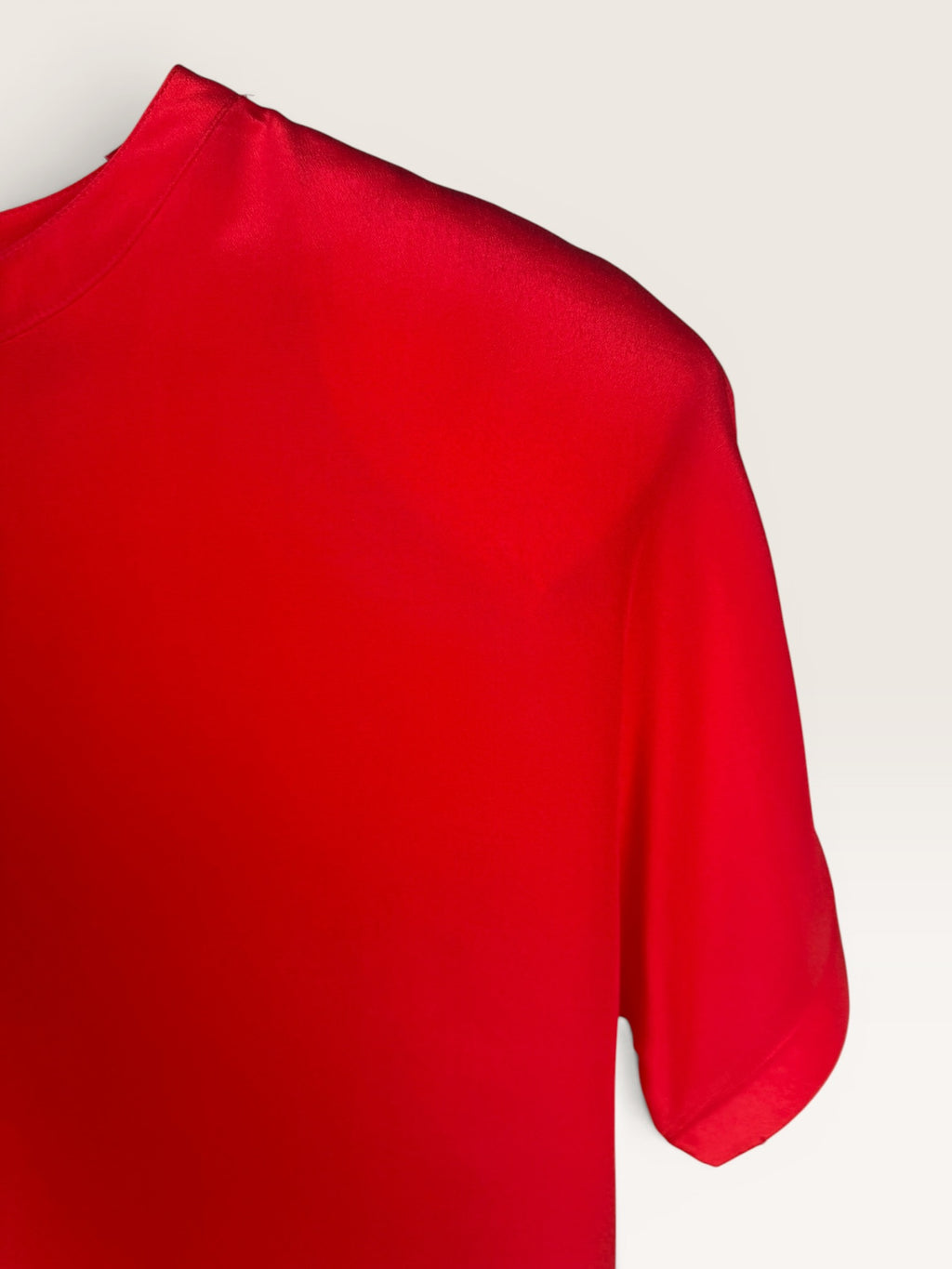 Mid-20th Century Red Silk Blouse with Button Front