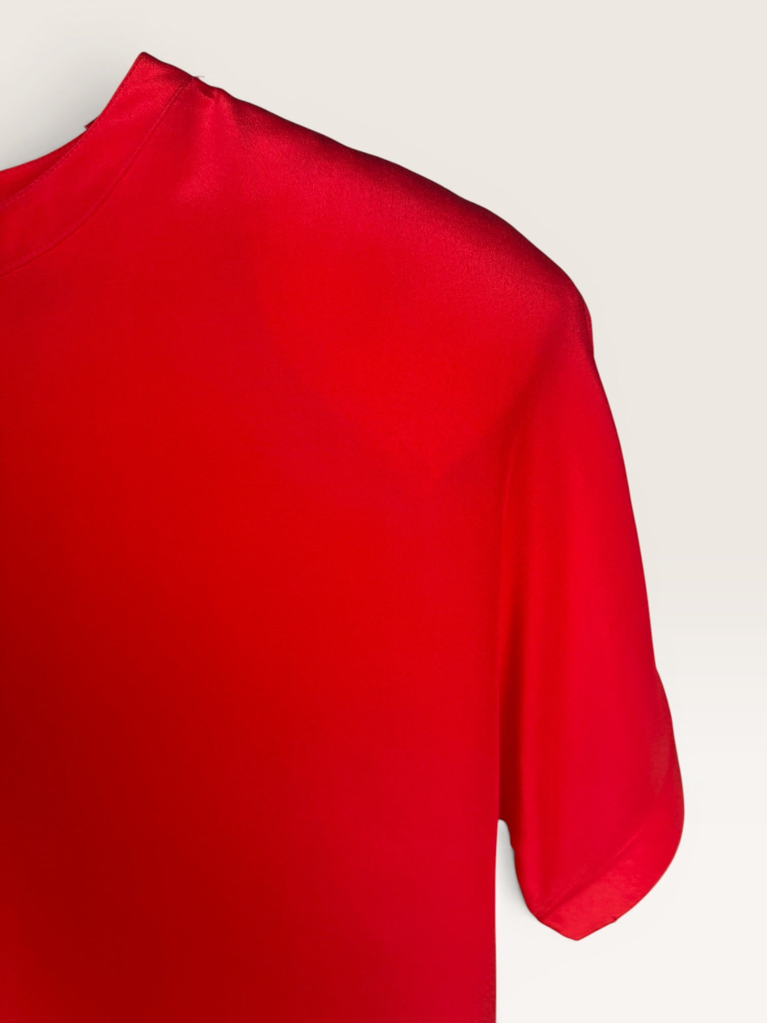 Mid-20th Century Red Silk Blouse with Button Front