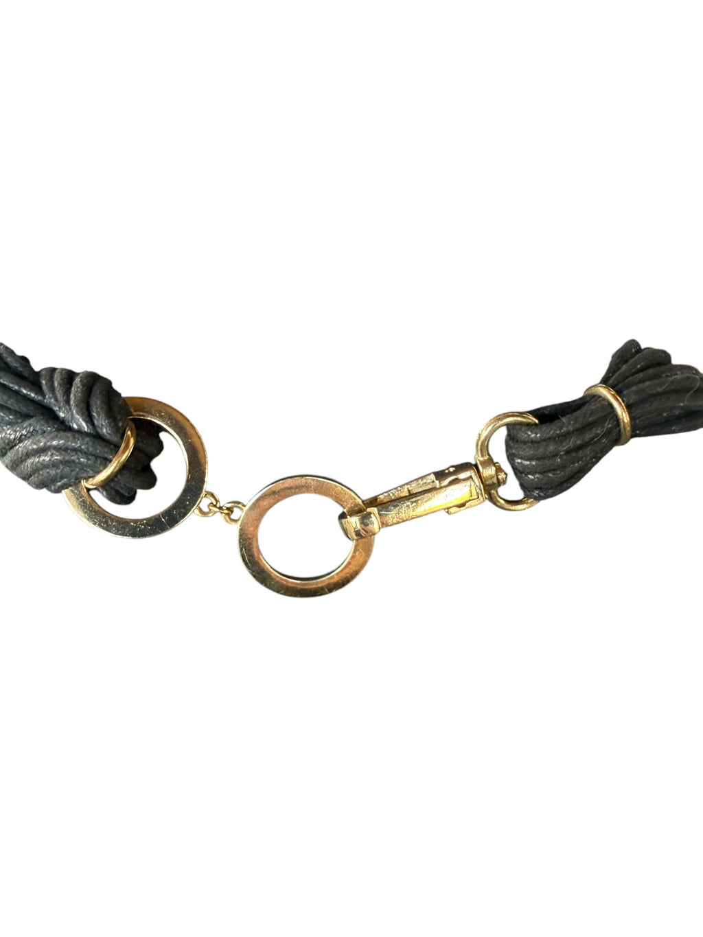 Gray Fabric and Gold Metal Multi-Strand Necklace