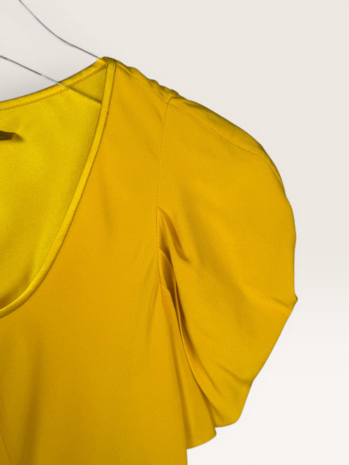 All Ra Bright Yellow Puff Sleeve Blouse