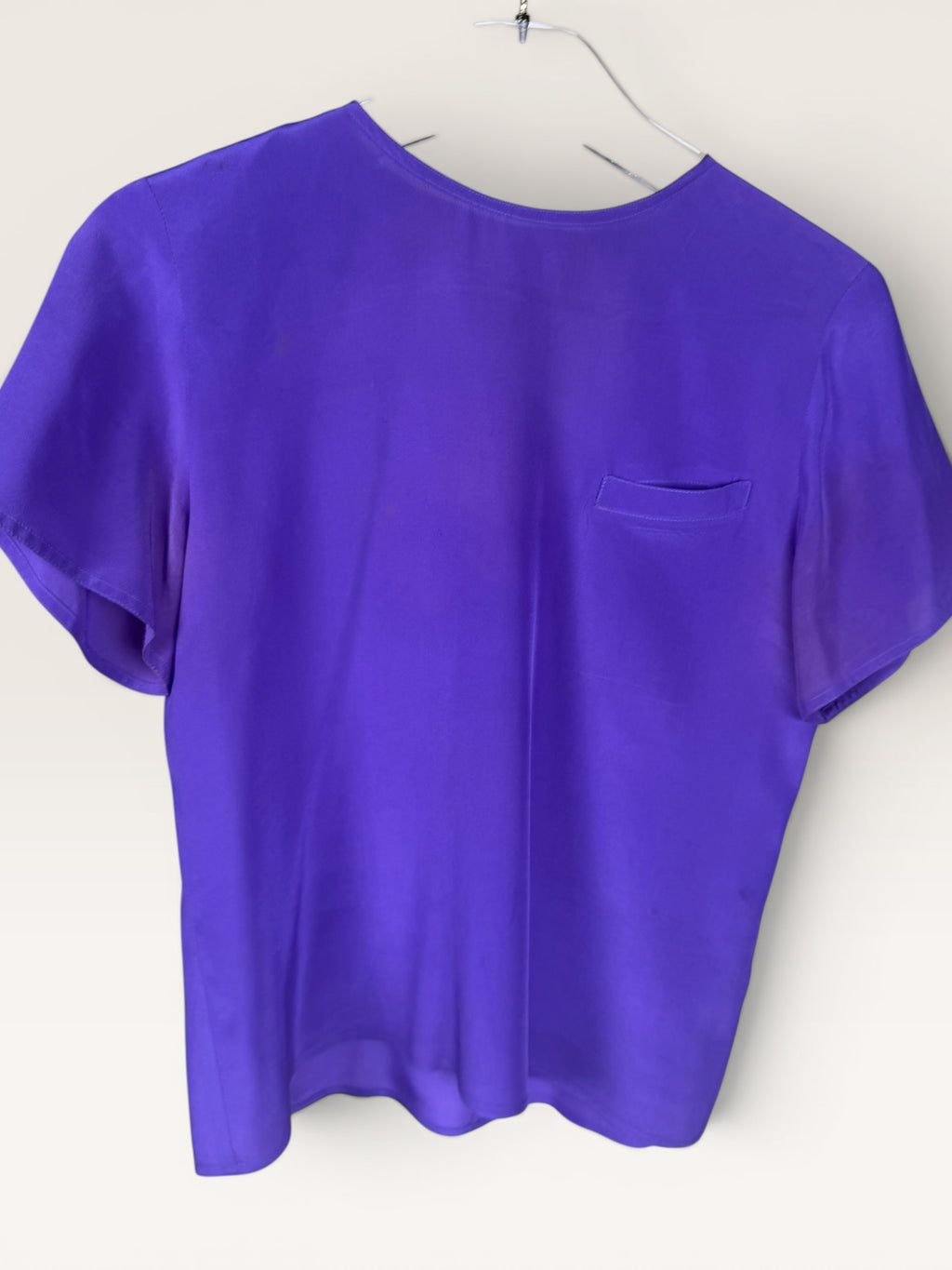 Michelle Stuart 1980s Purple Silk Blouse