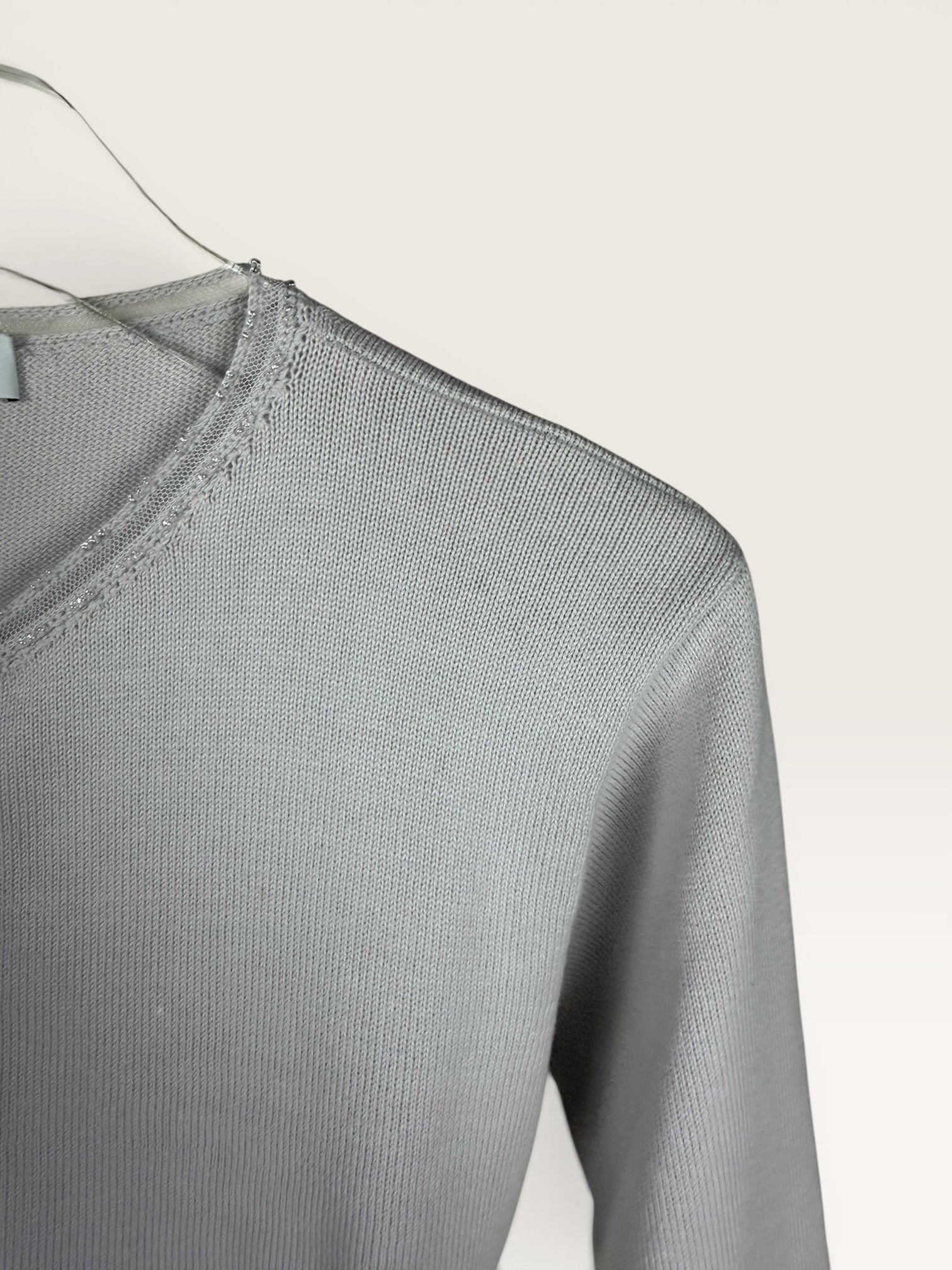 1990s Moschino Cheapandchic Gray Knit Sweater with Button Front