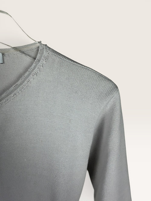 1990s Moschino Cheapandchic Gray Knit Sweater with Button Front
