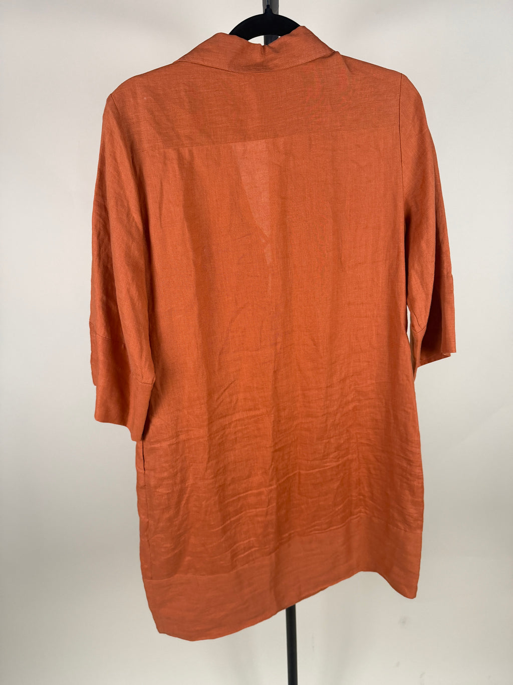 L'AGENCE Rust/Burnt Orange Linen Tunic with Lace-Up Neckline - photo 7