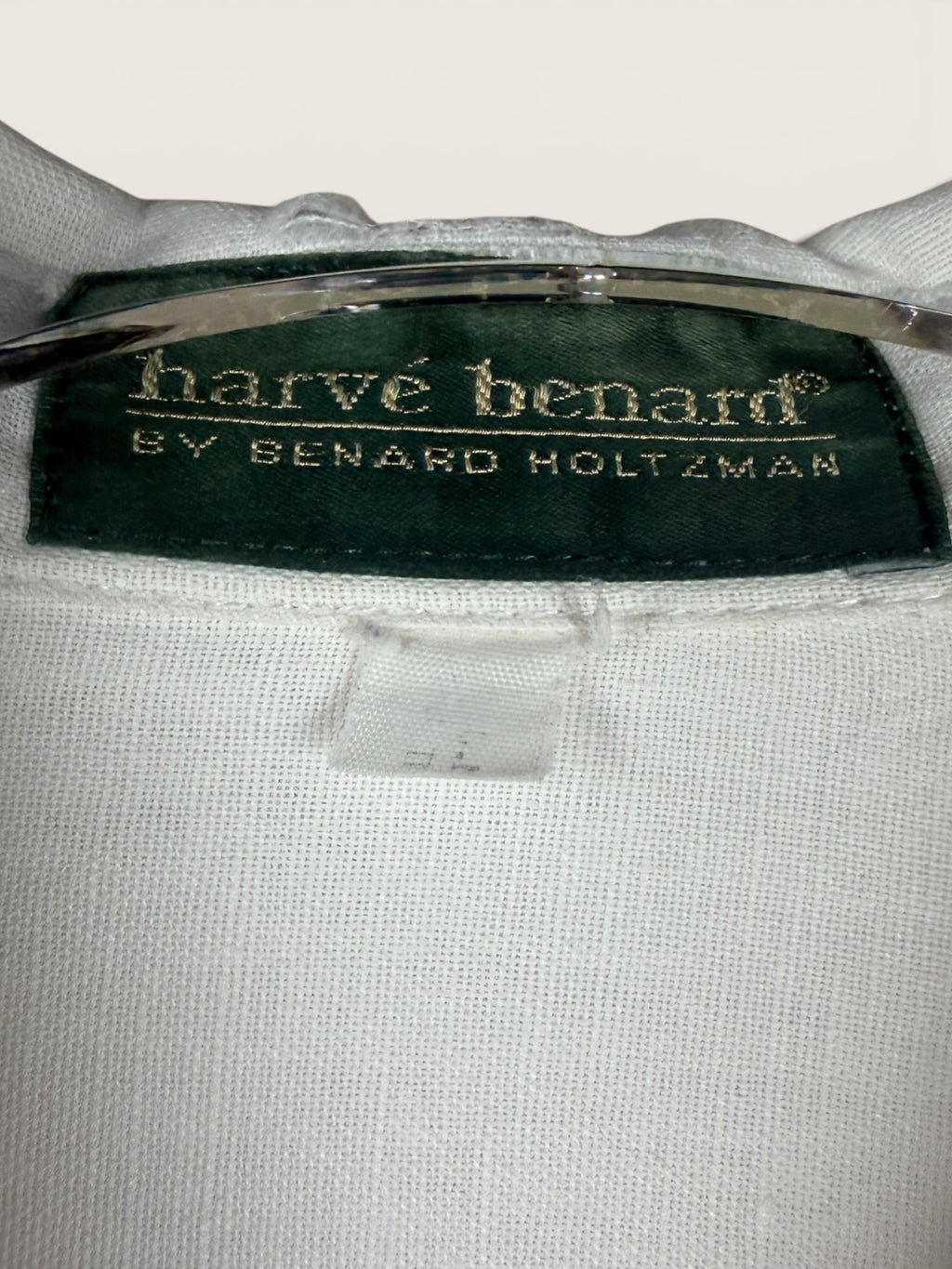 Harve Benard White Button-Down Shirt with Embroidered Patch Pocket