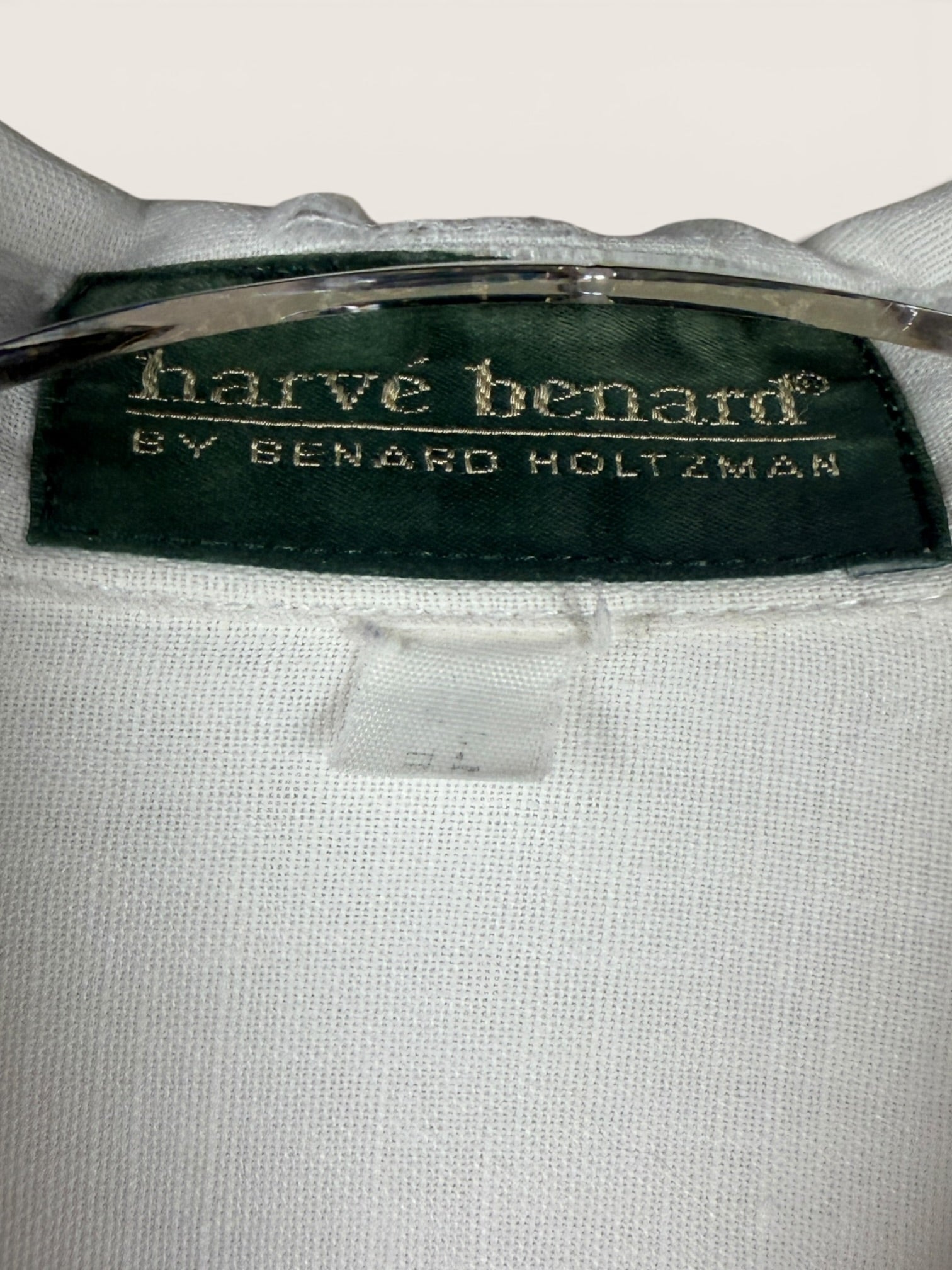 Harve Benard White Button-Down Shirt with Embroidered Patch Pocket