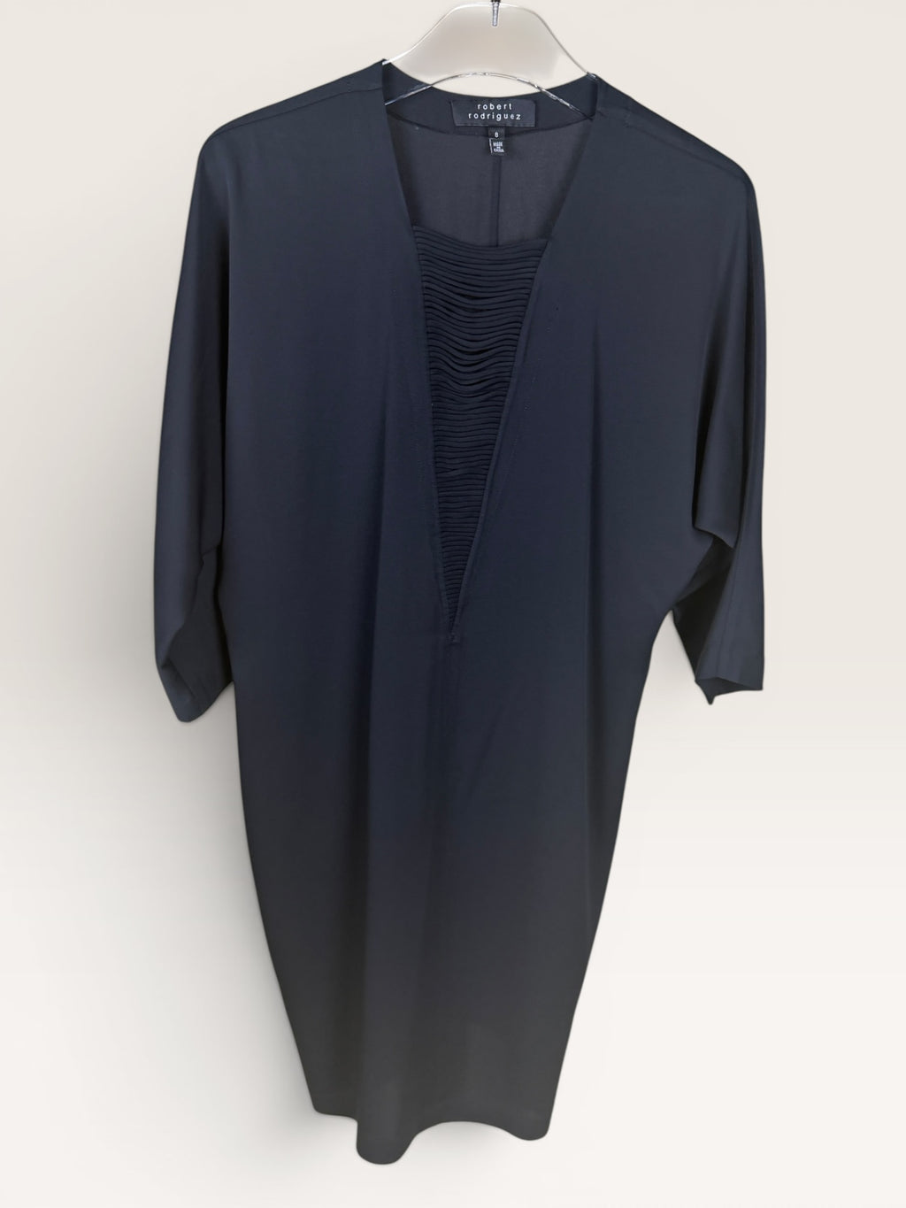Robert Rodriguez Black Pleated Silk-Spandex Dress