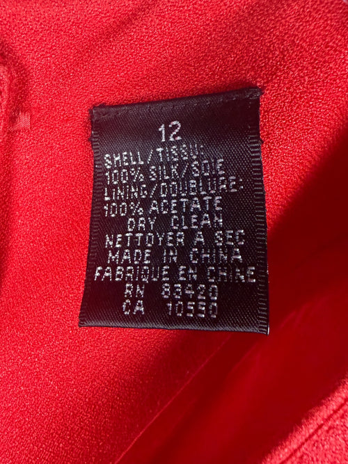 August Silk Red Short-Sleeved Dress