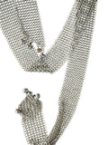 Mid-Century Silver-Toned Multi-Chain Necklace with Irregular Beads