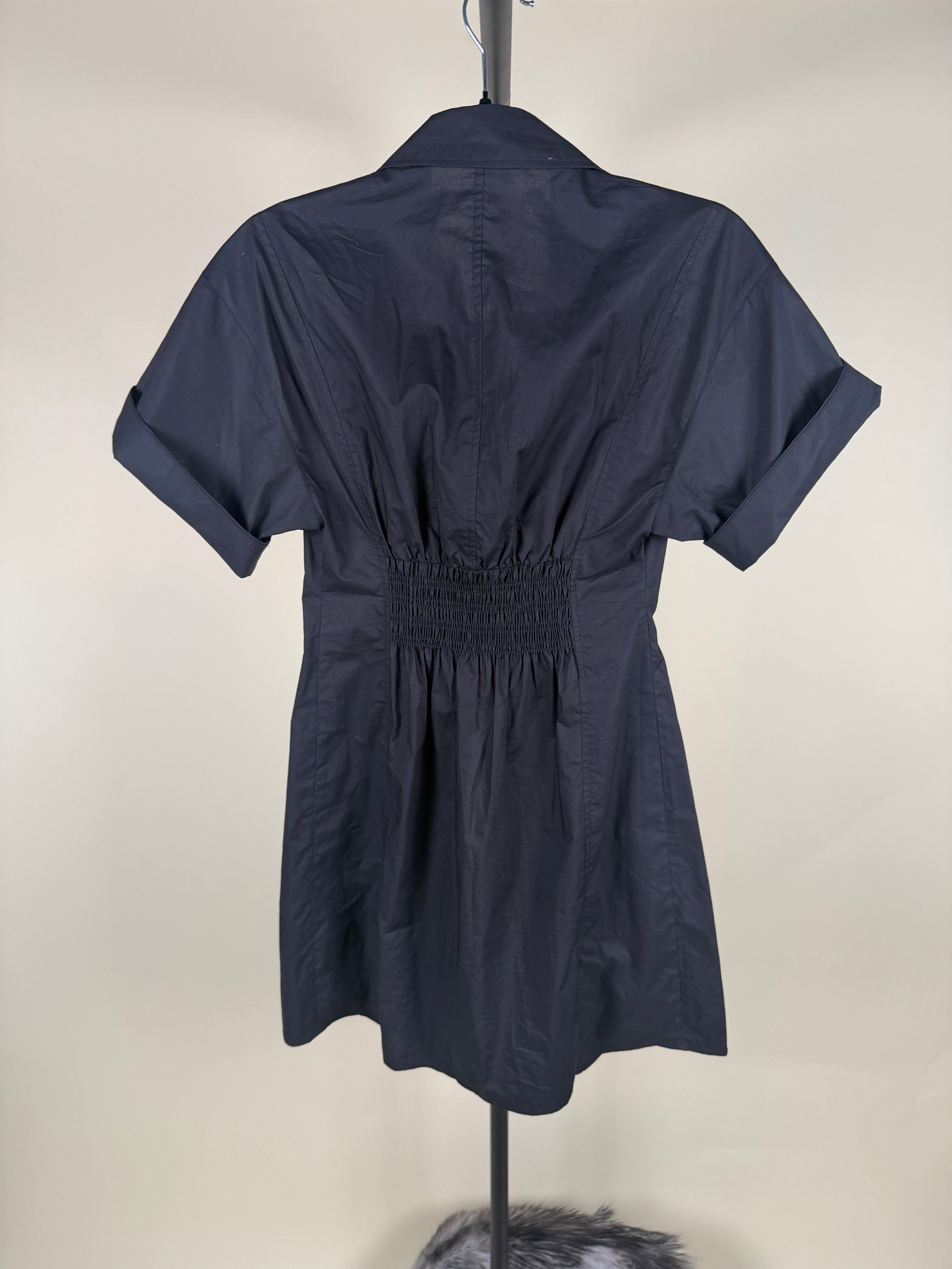 FRAME Short-Sleeve Button-Front Shirt Dress in Black/Very Dark Navy - photo 5