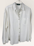 Harve Benard White Button-Down Shirt with Embroidered Patch Pocket