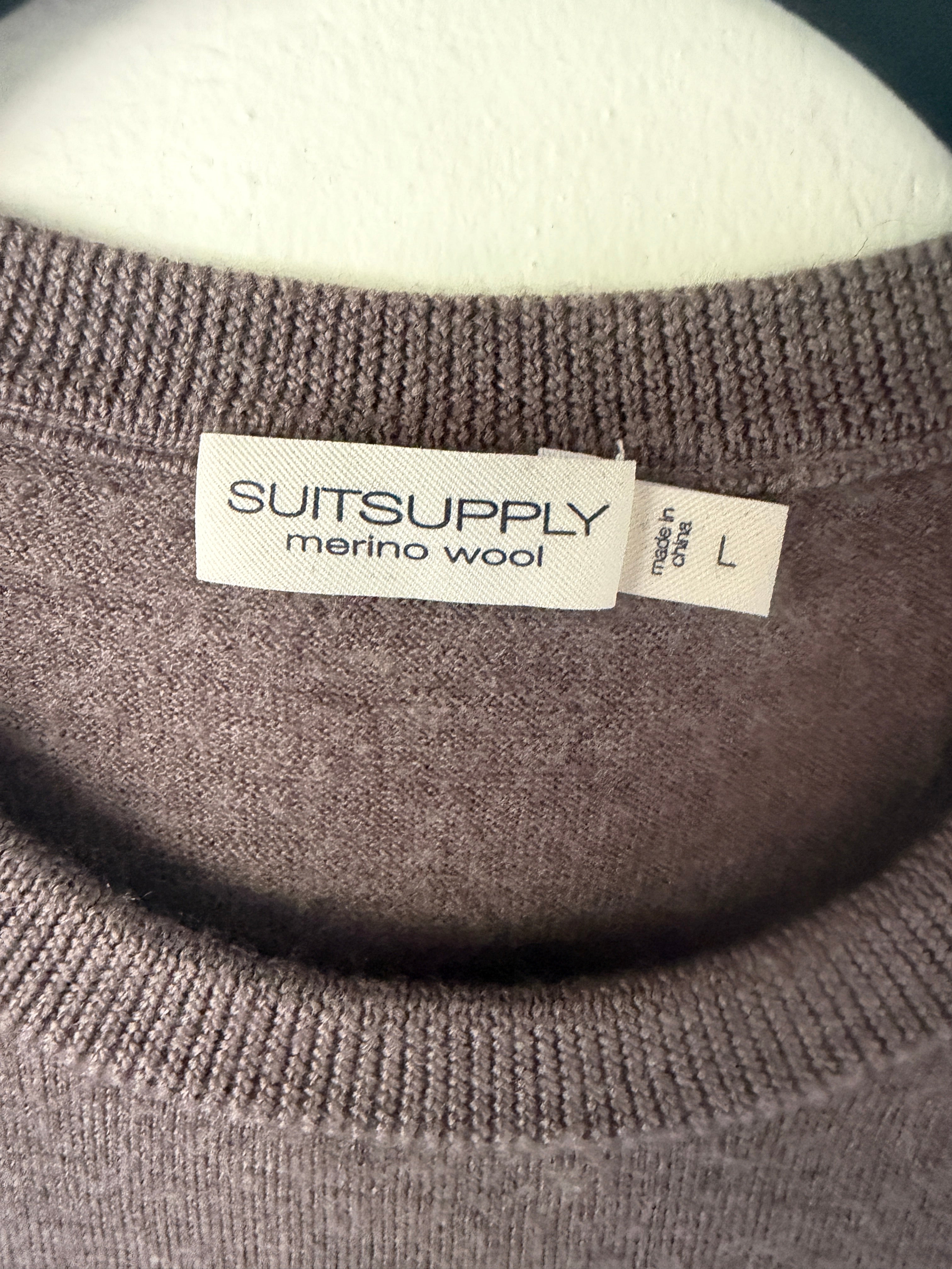 Suitsupply Taupe/Greige Merino Wool Crewneck Sweater - photo 2