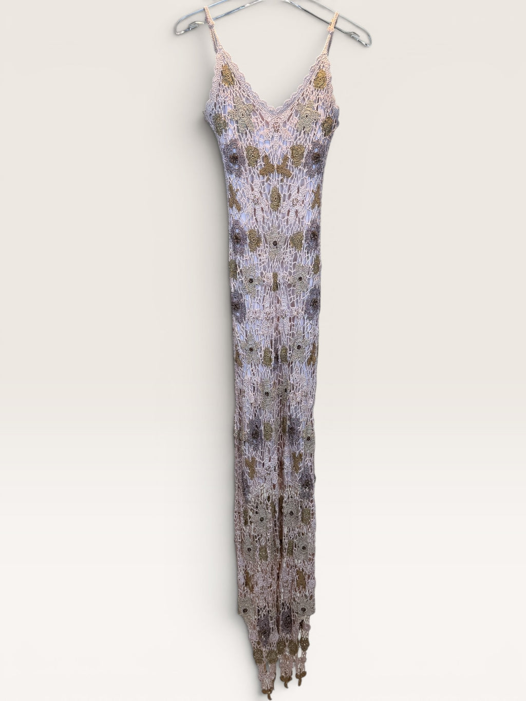 Sue Wong Crochet Lurex Maxi Dress