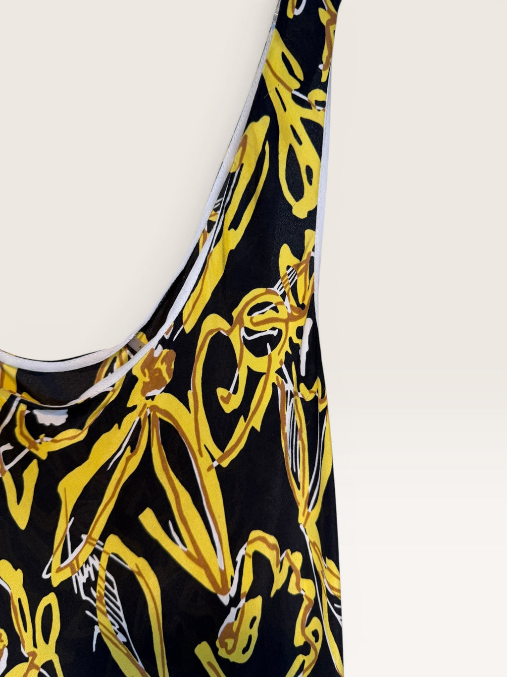 Diane Von Furstenburg Yellow and Black Floral-Printed Silk Long Dress