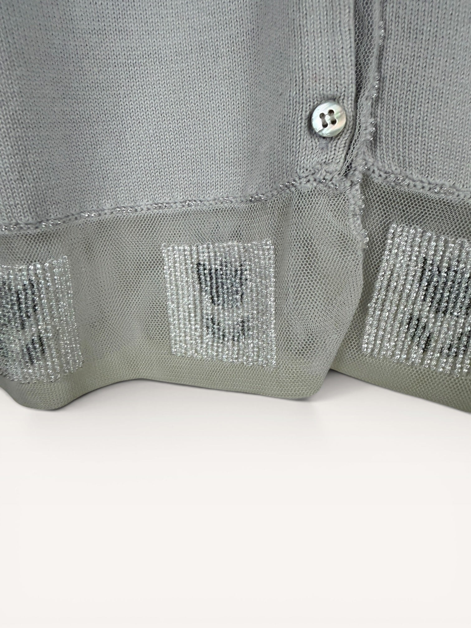 1990s Moschino Cheapandchic Gray Knit Sweater with Button Front
