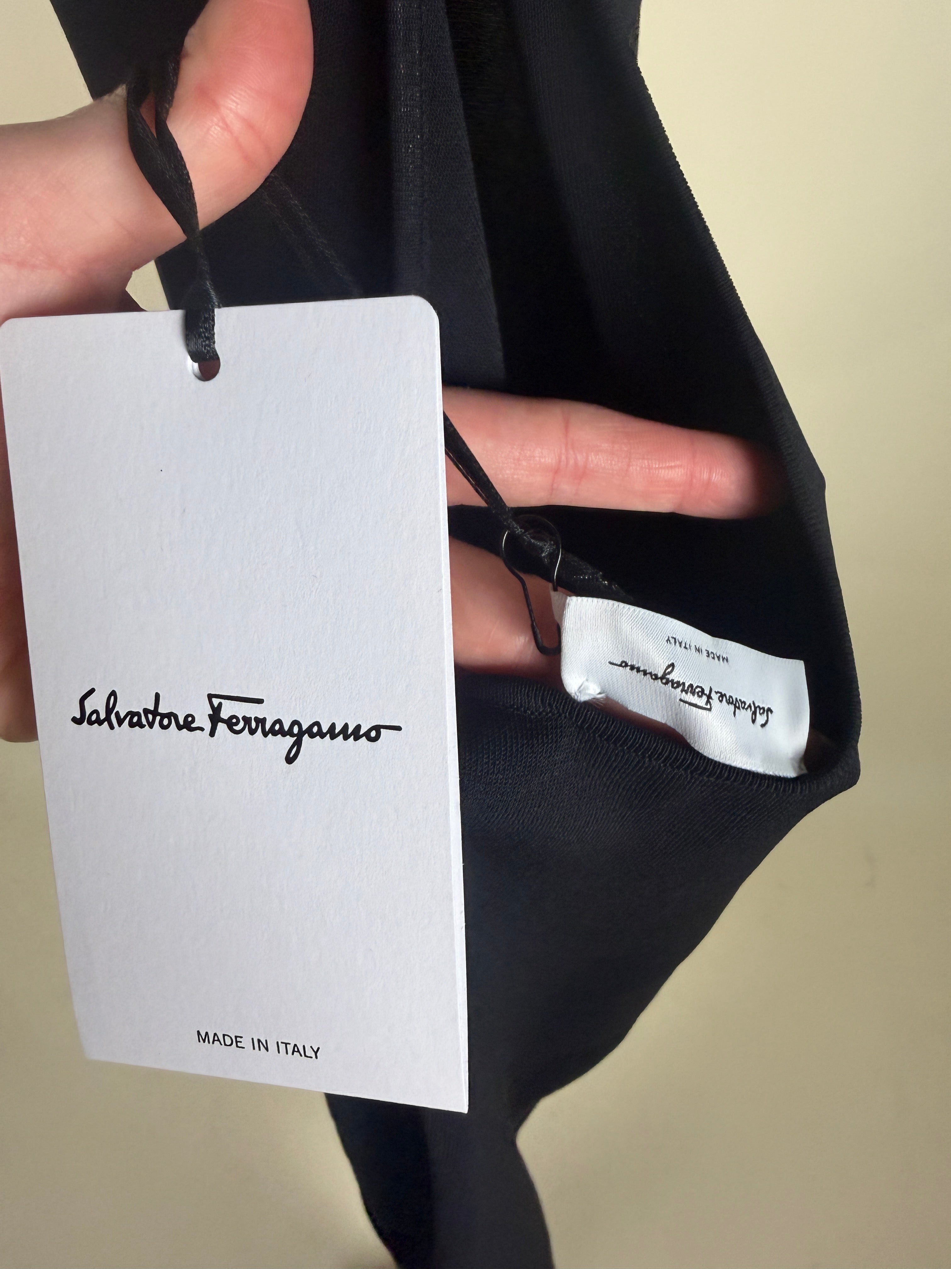 Salvatore Ferragamo Black Sleeveless Maxi Slip Dress with Deep V-Neck and Body-Con Silhouette - photo 8