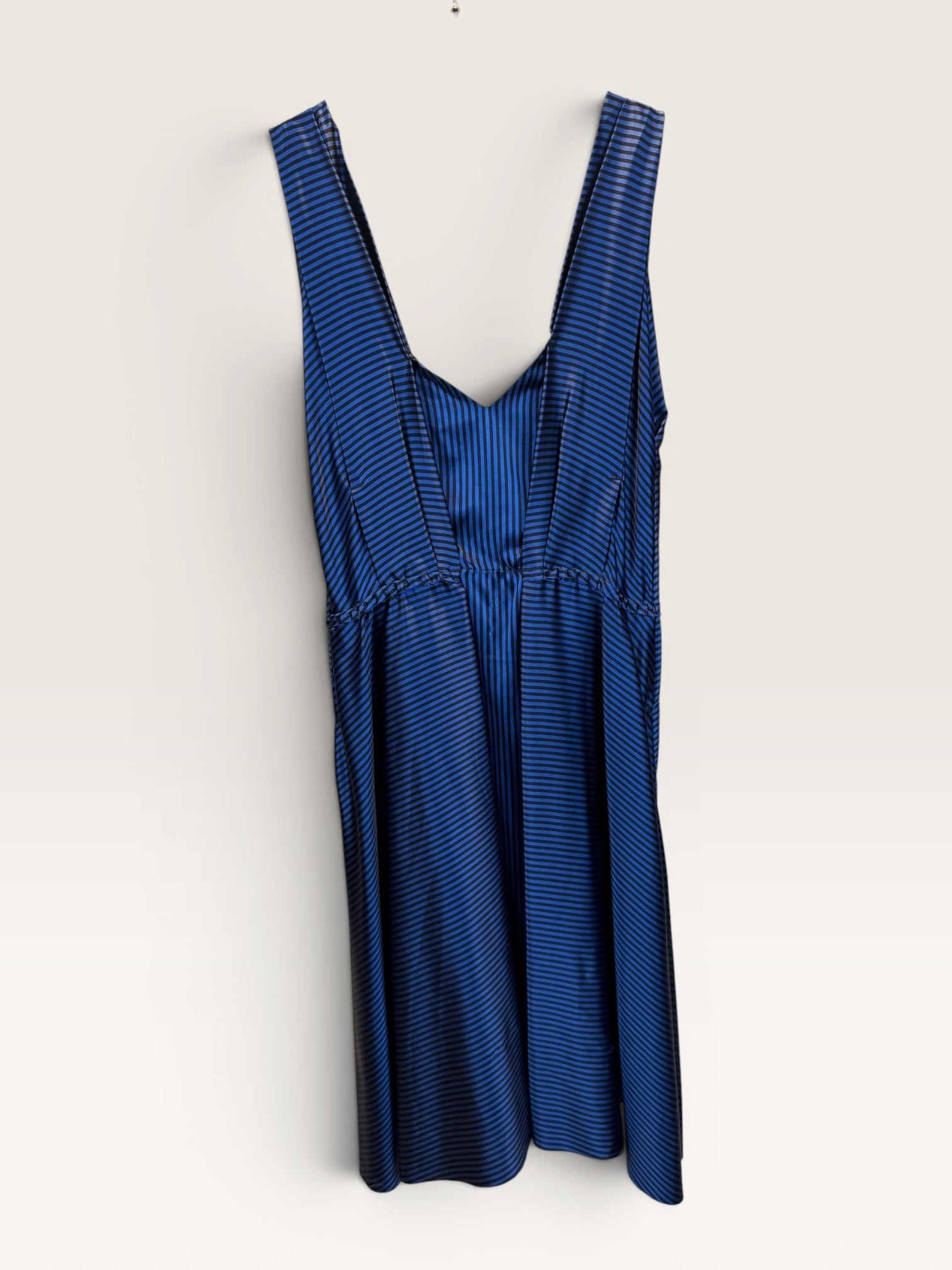 GRAYDN Blue and Black Striped Silk Dress