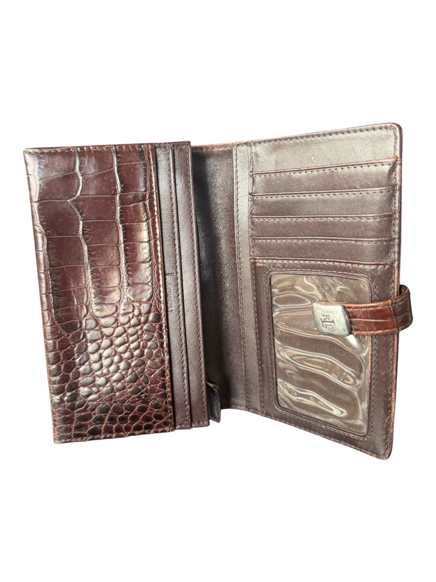 RRL Vintage Leather Wallet with Crocodile Embossing