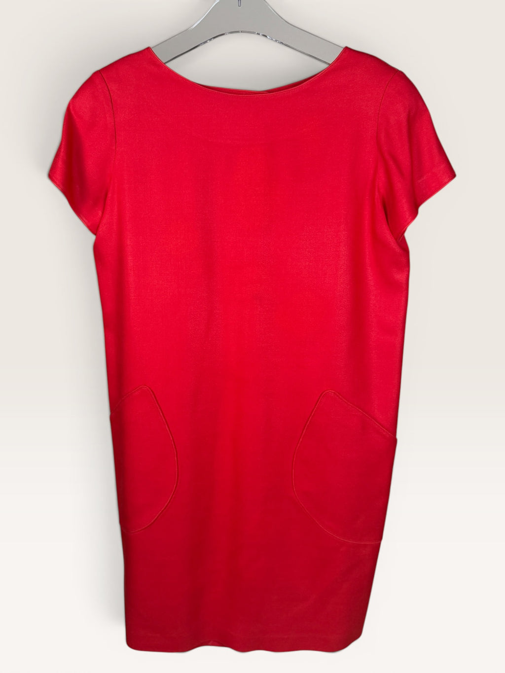 August Silk Red Short-Sleeved Dress