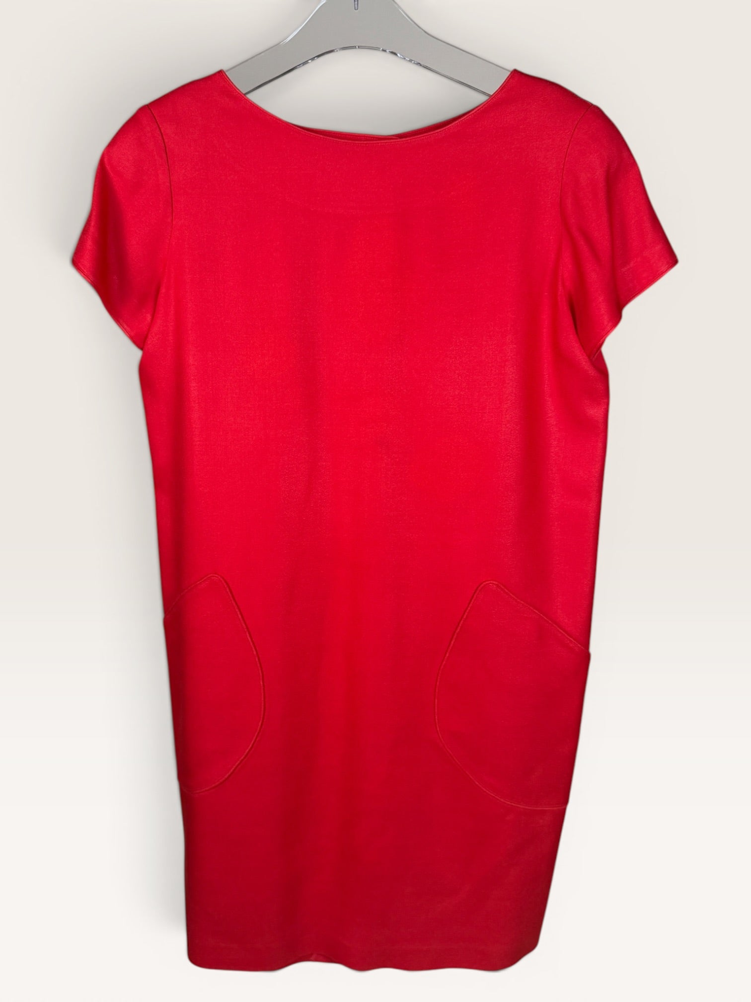 August Silk Red Short-Sleeved Dress