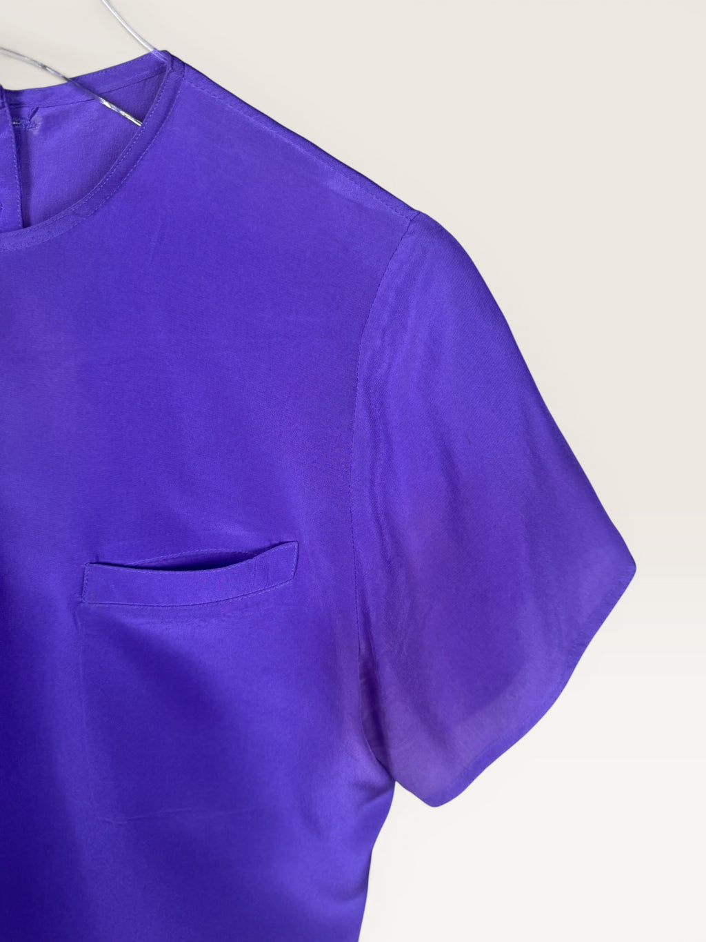 Michelle Stuart 1980s Purple Silk Blouse