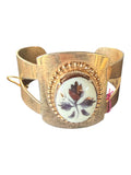 Gold-Tone Cuff Bracelet with Oval Cabochon and Beaded Accents