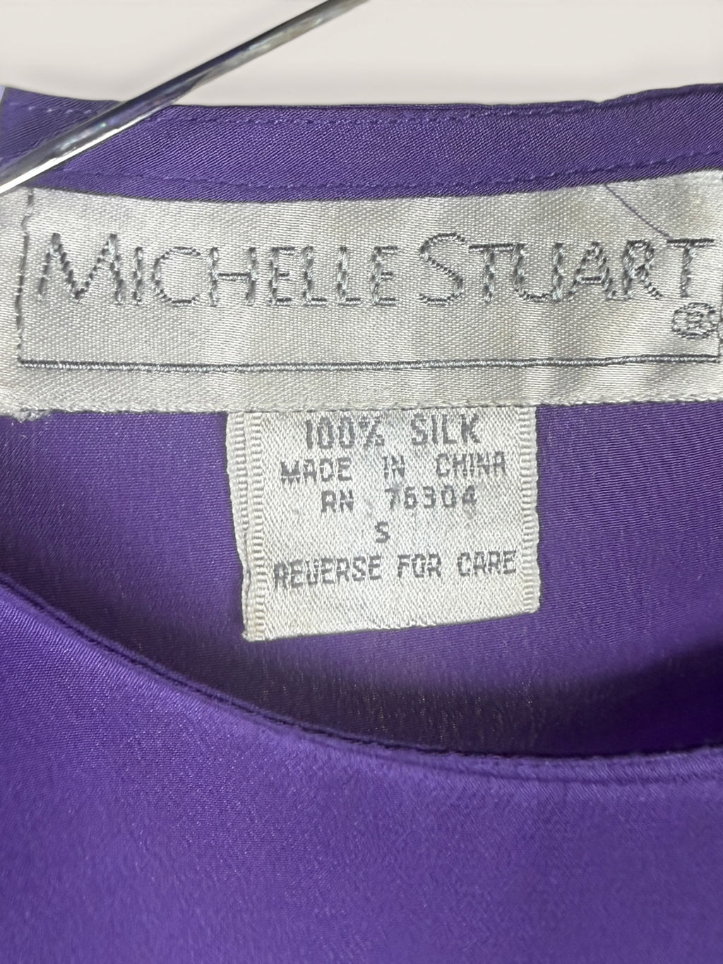 Michelle Stuart 1980s Purple Silk Blouse