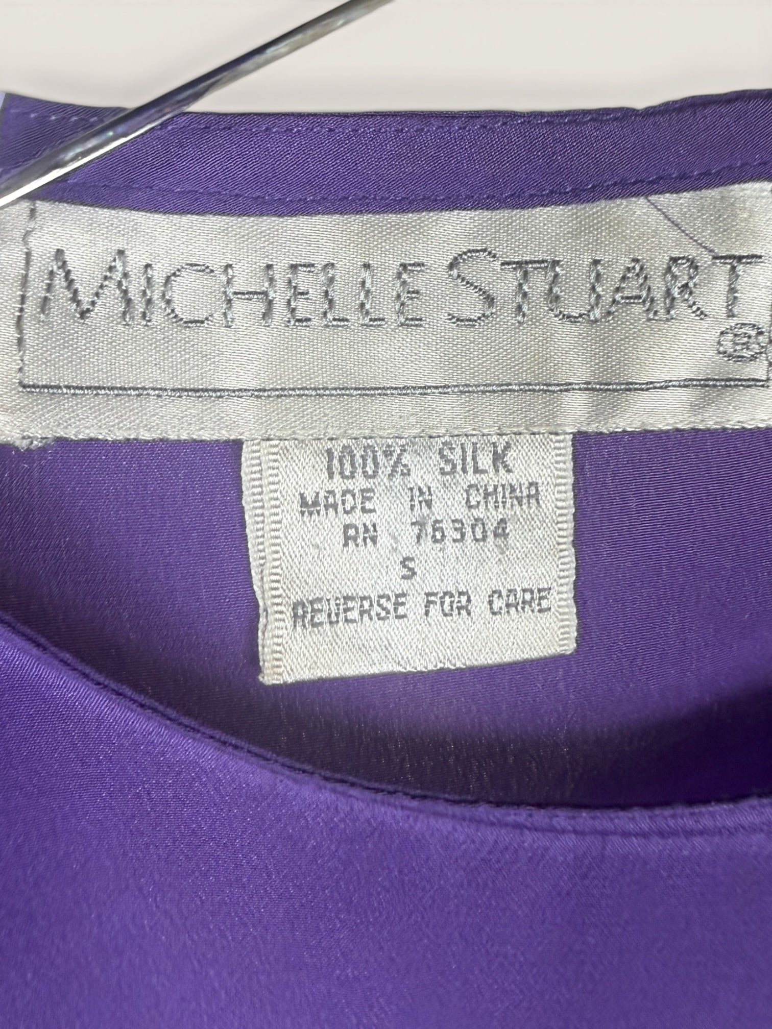 Michelle Stuart 1980s Purple Silk Blouse