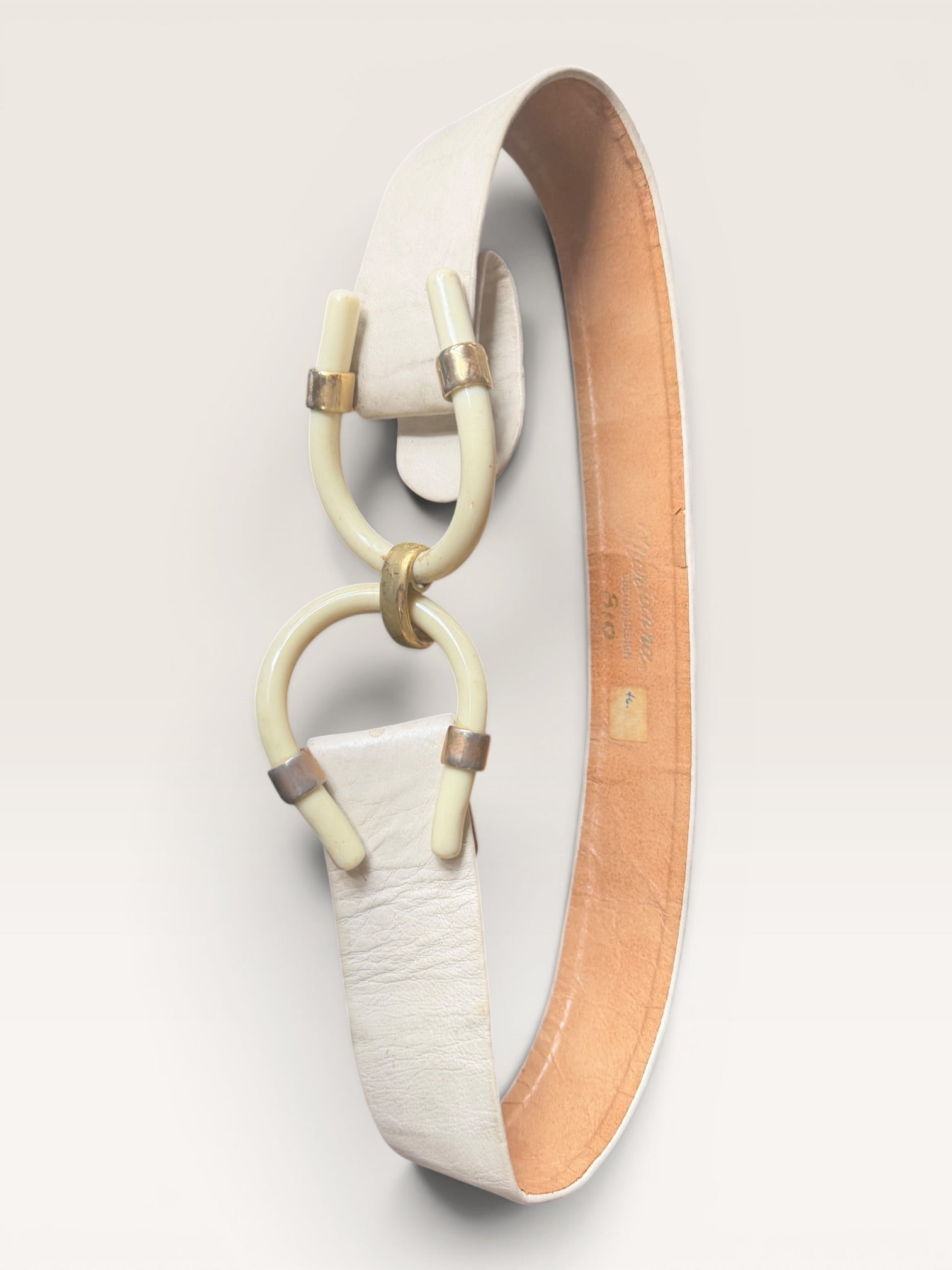 Monbon Co Vintage Leather Belt with Double Rings and Custom Design
