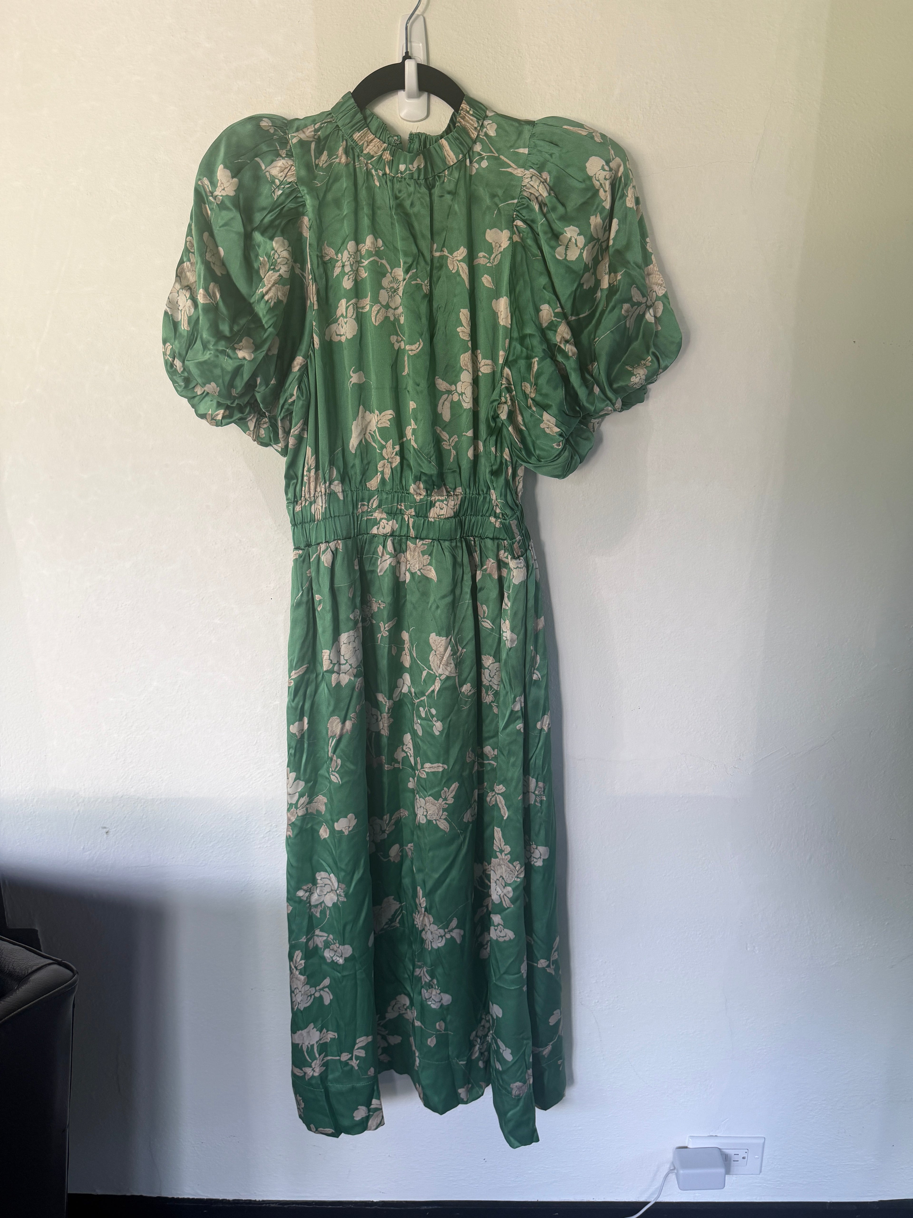 Sea New York Floral Silk Midi Dress with Puff Sleeves - photo 7