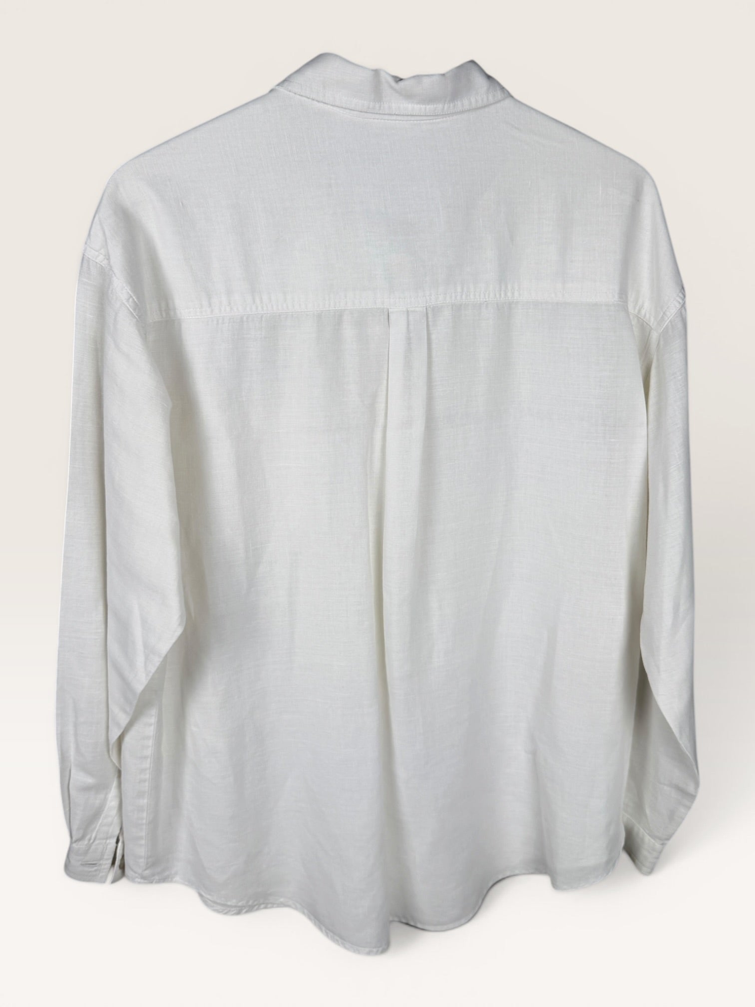 Harve Benard White Button-Down Shirt with Embroidered Patch Pocket