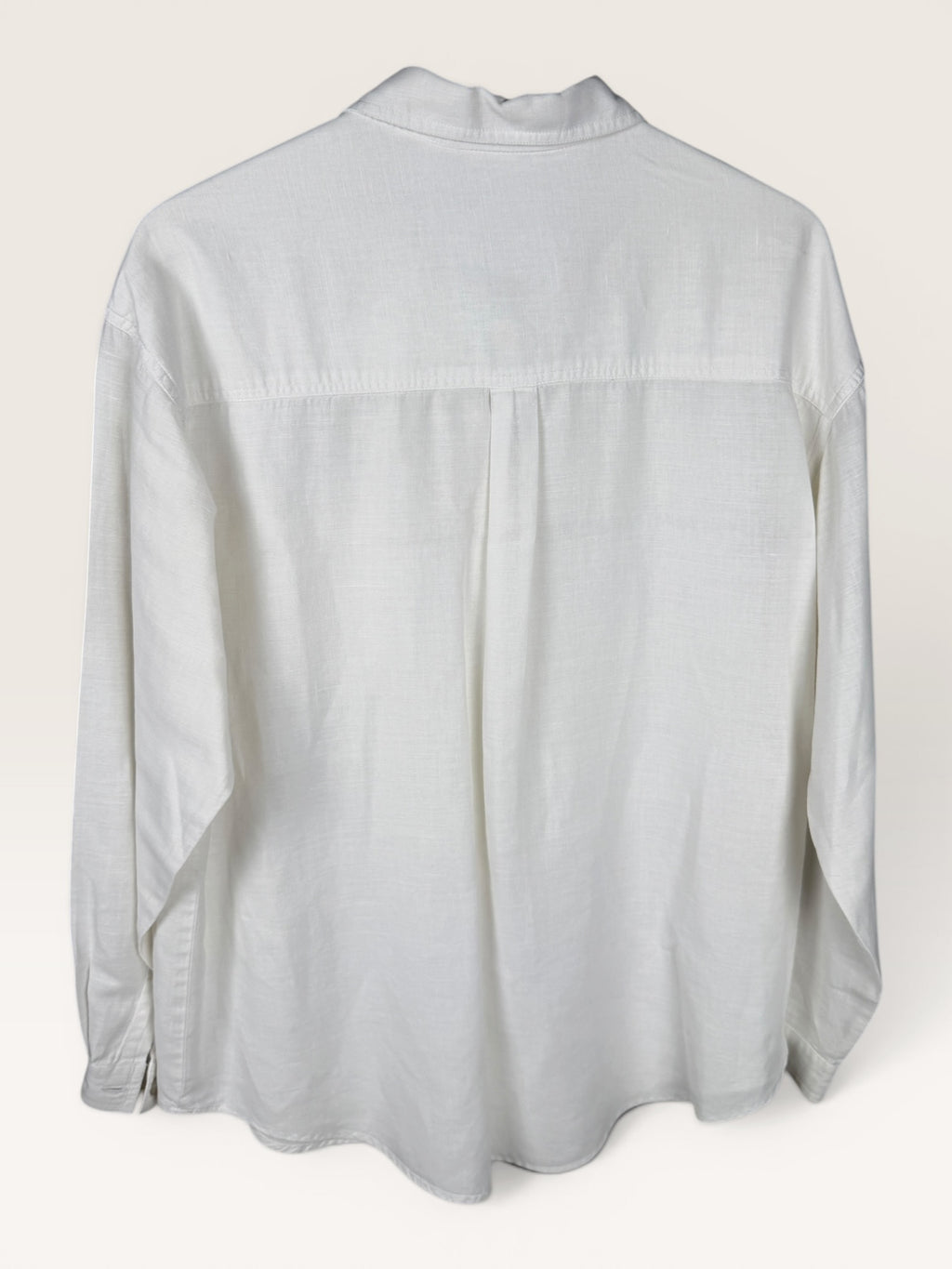Harveenard White Button-Down Shirt with Embroidered Patch Pocket
