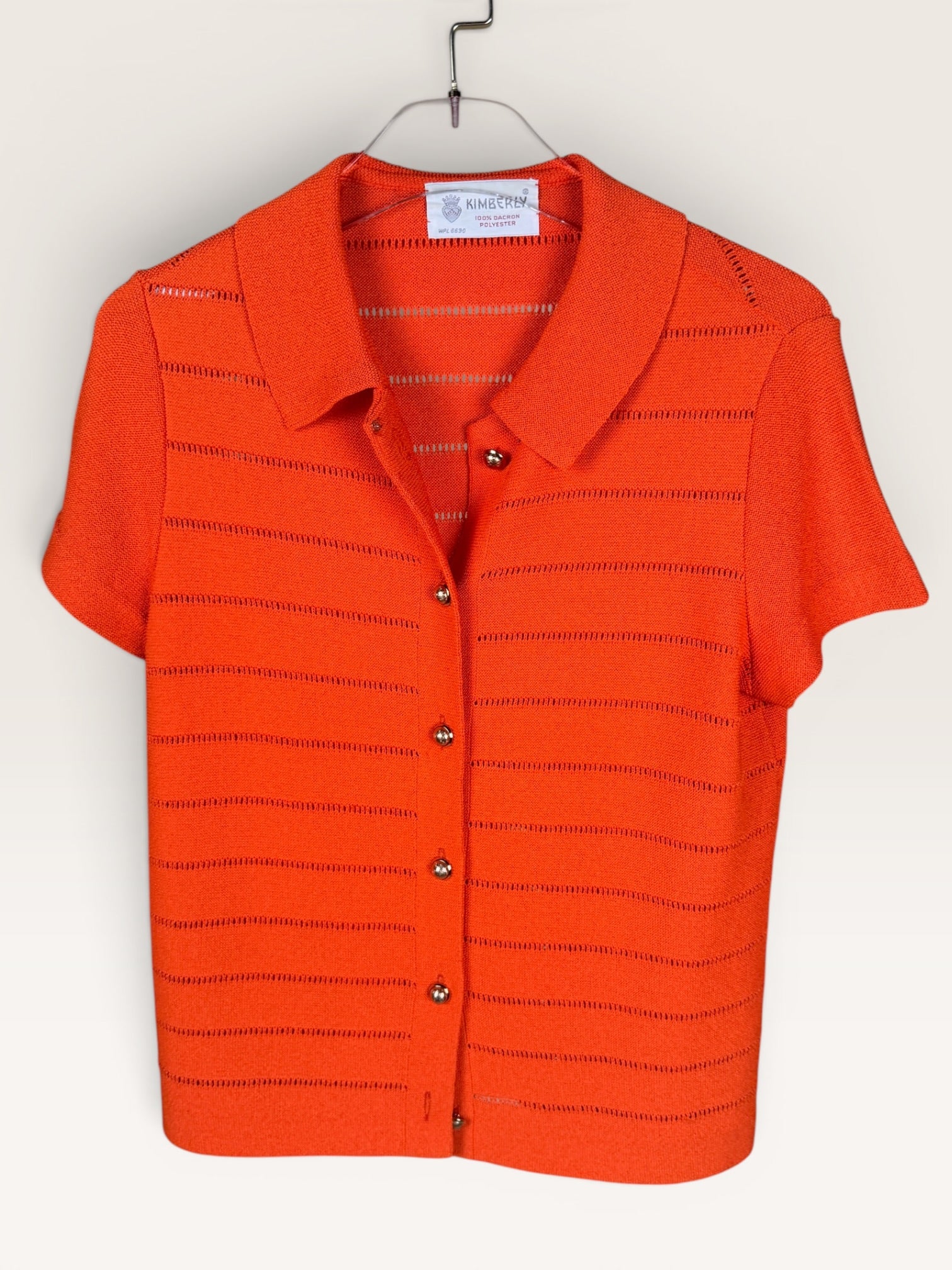 Kimberley Orange Striped Collared Knit Shirt