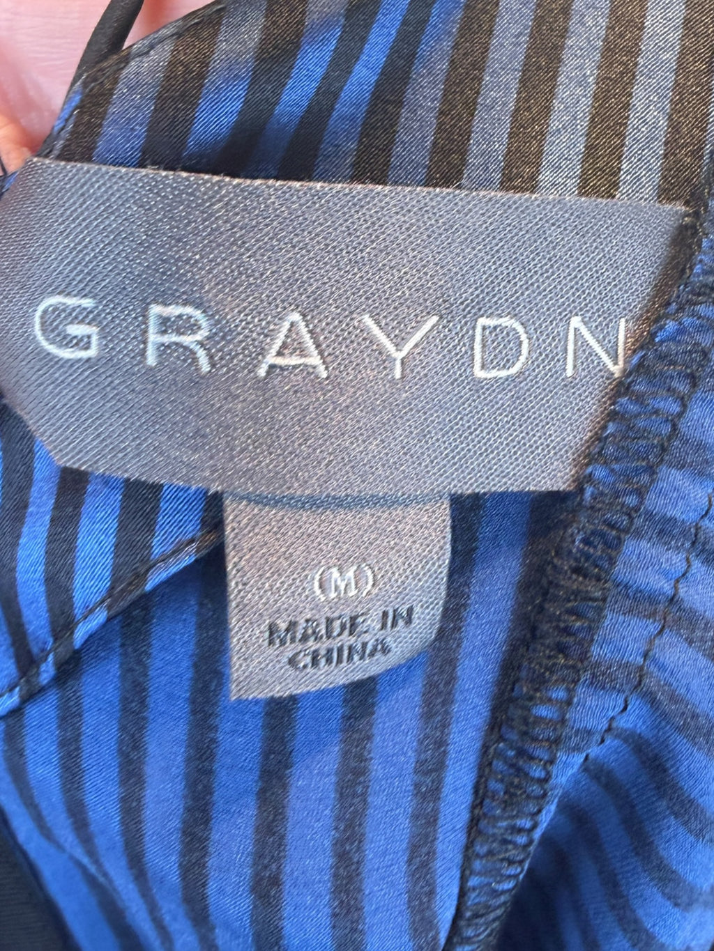 GRAYDN Blue and Black Striped Silk Dress