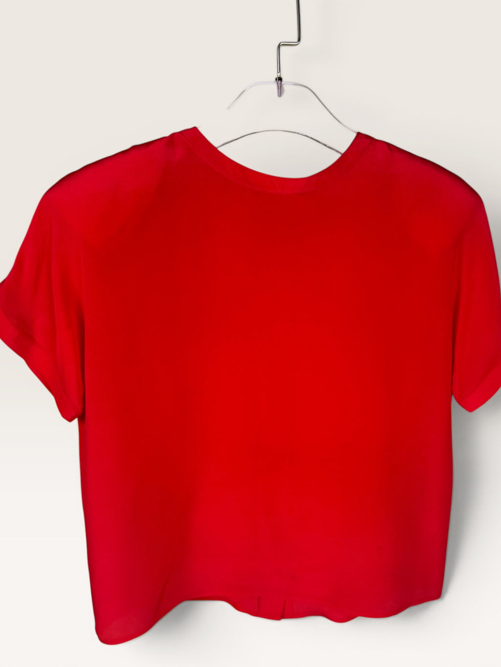 Mid-20th Century Red Silk Blouse with Button Front