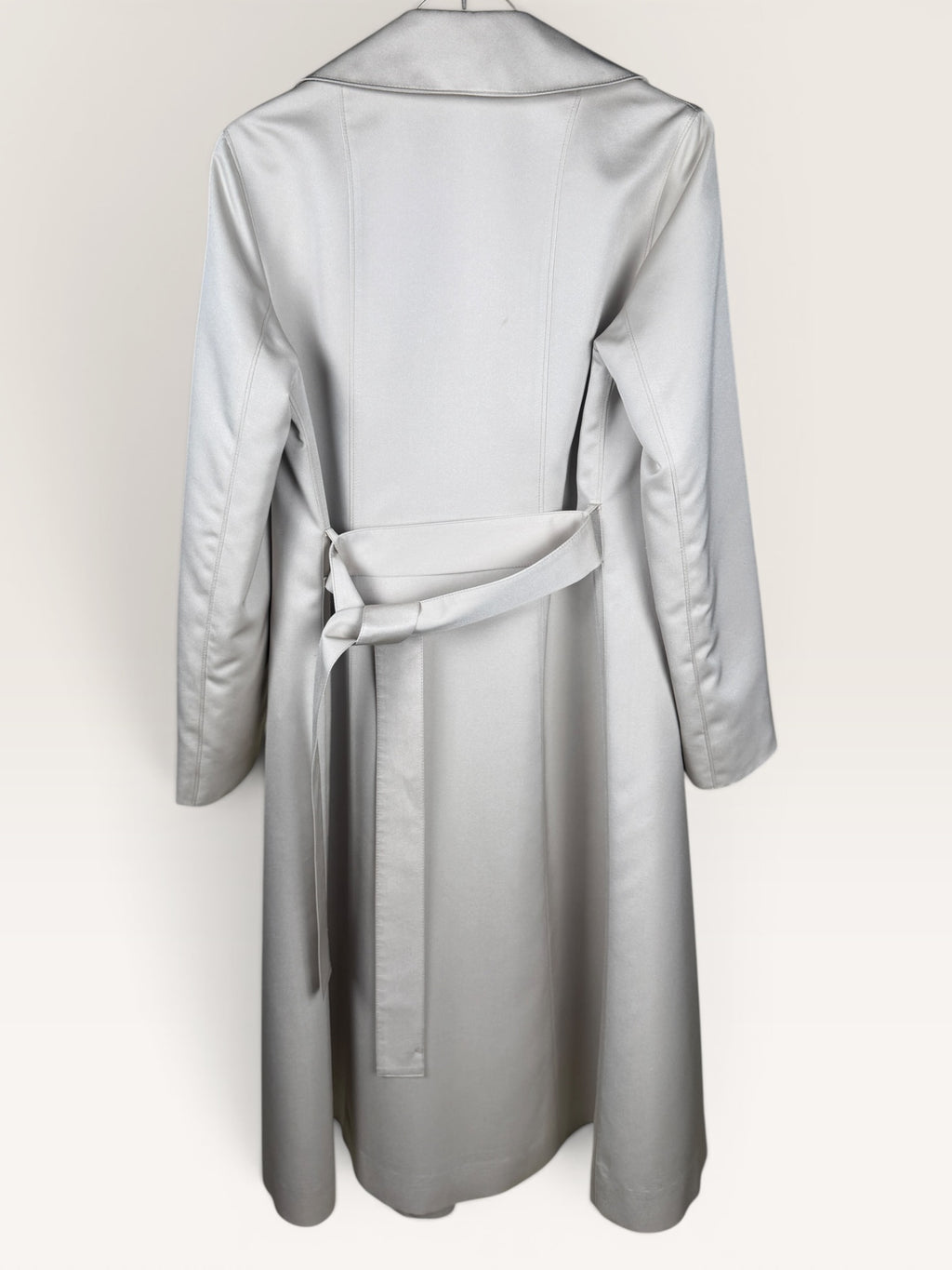 Halston Gray Satin Trench Coat
