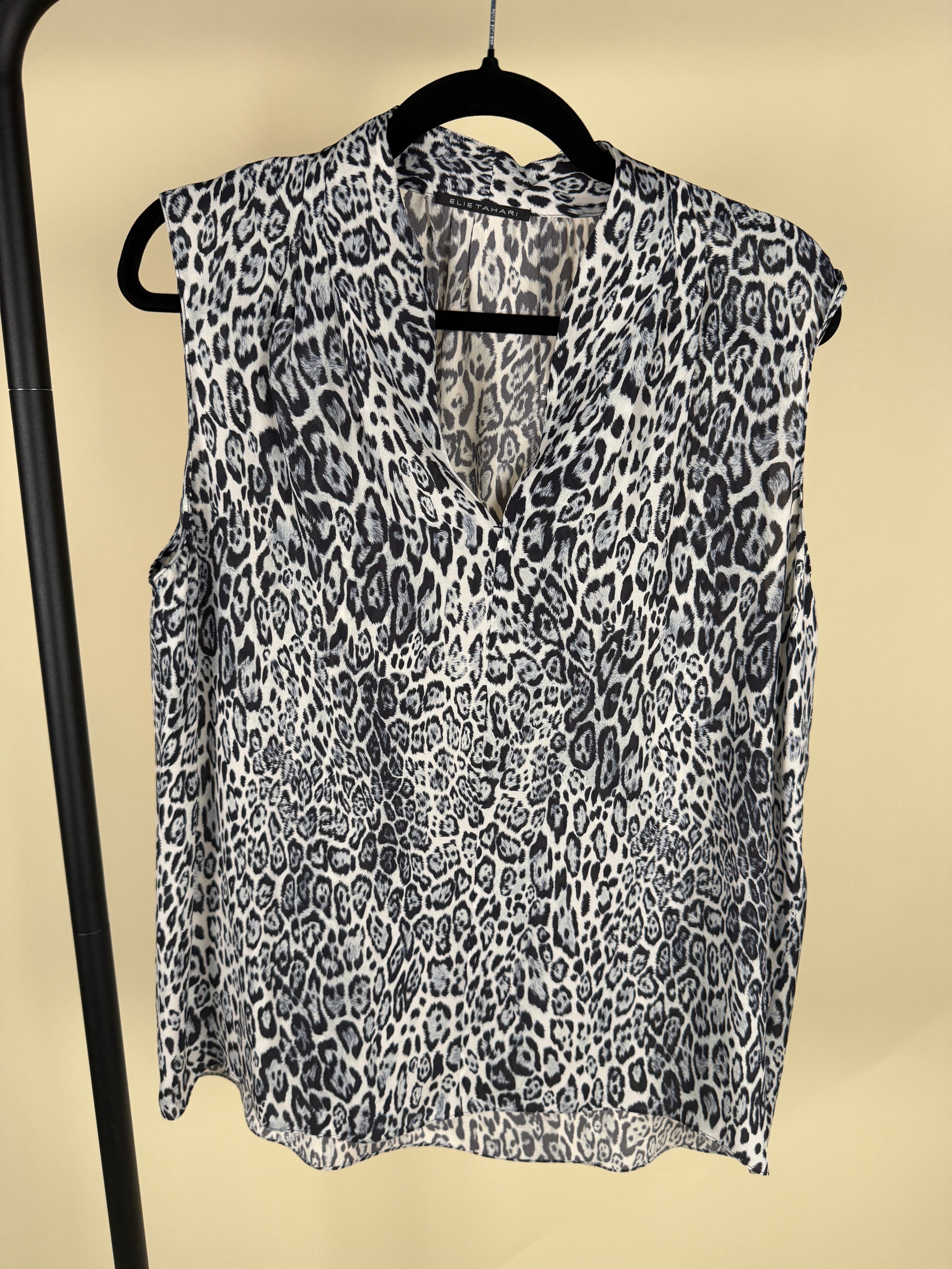 Elie Tahari Sleeveless Silk Blouse in Leopard Print - photo 6