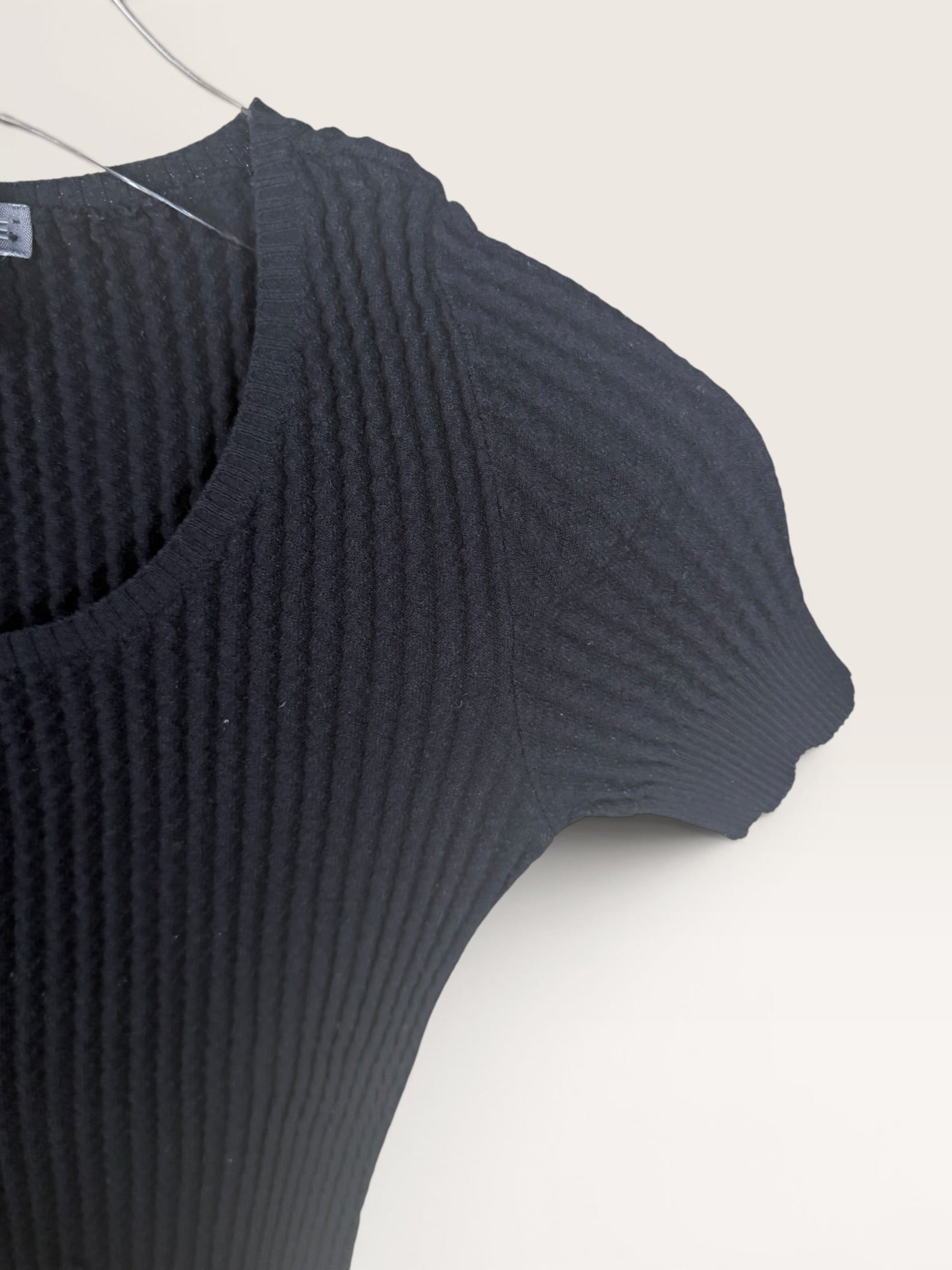 SAKS FIFTH AVE Black Ribbed Knit Top