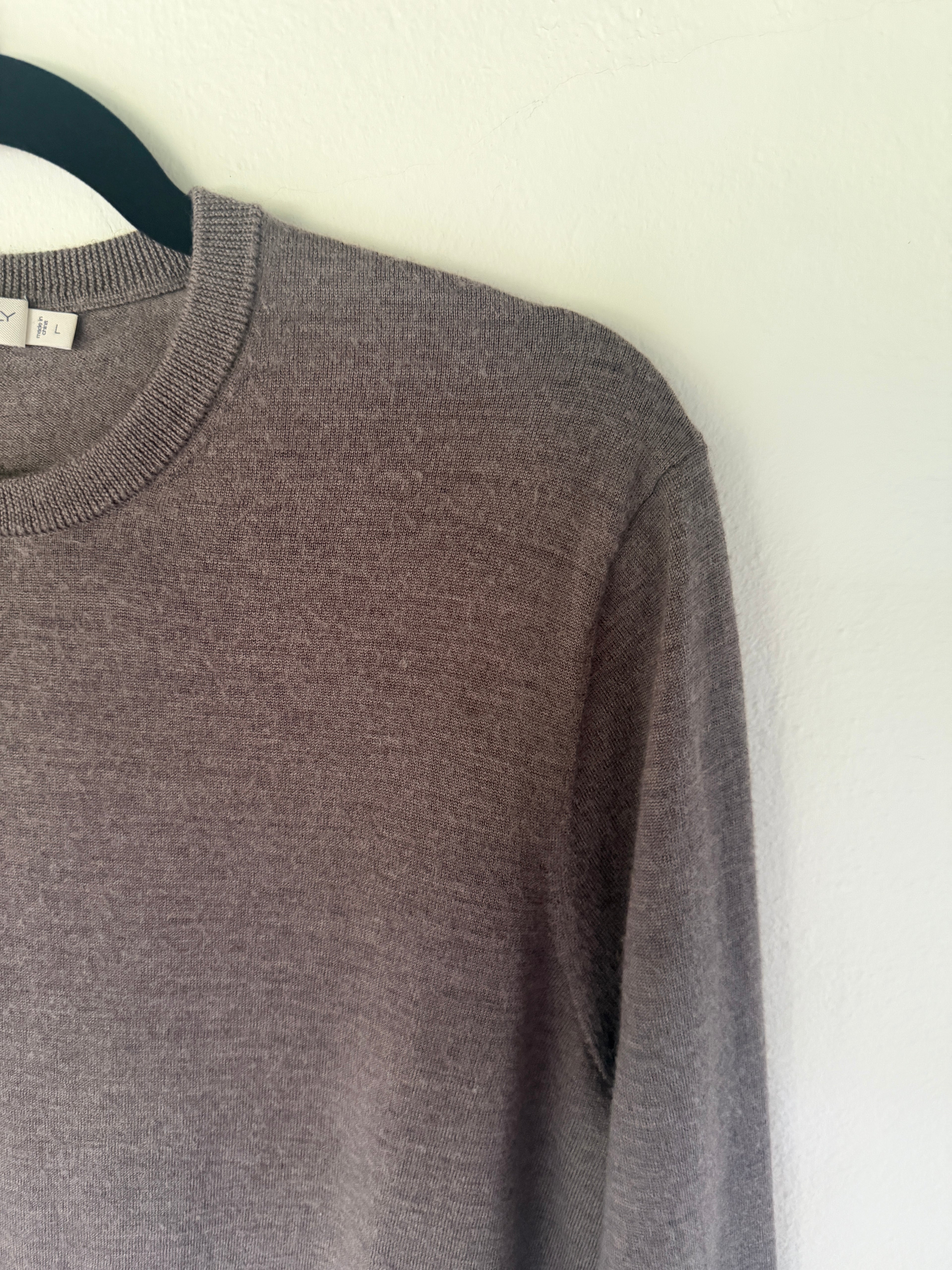 Suitsupply Taupe/Greige Merino Wool Crewneck Sweater - photo 3