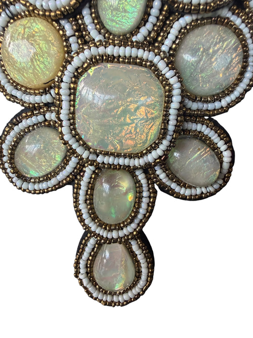 Beaded Necklace with Gold and Opalescent Stones