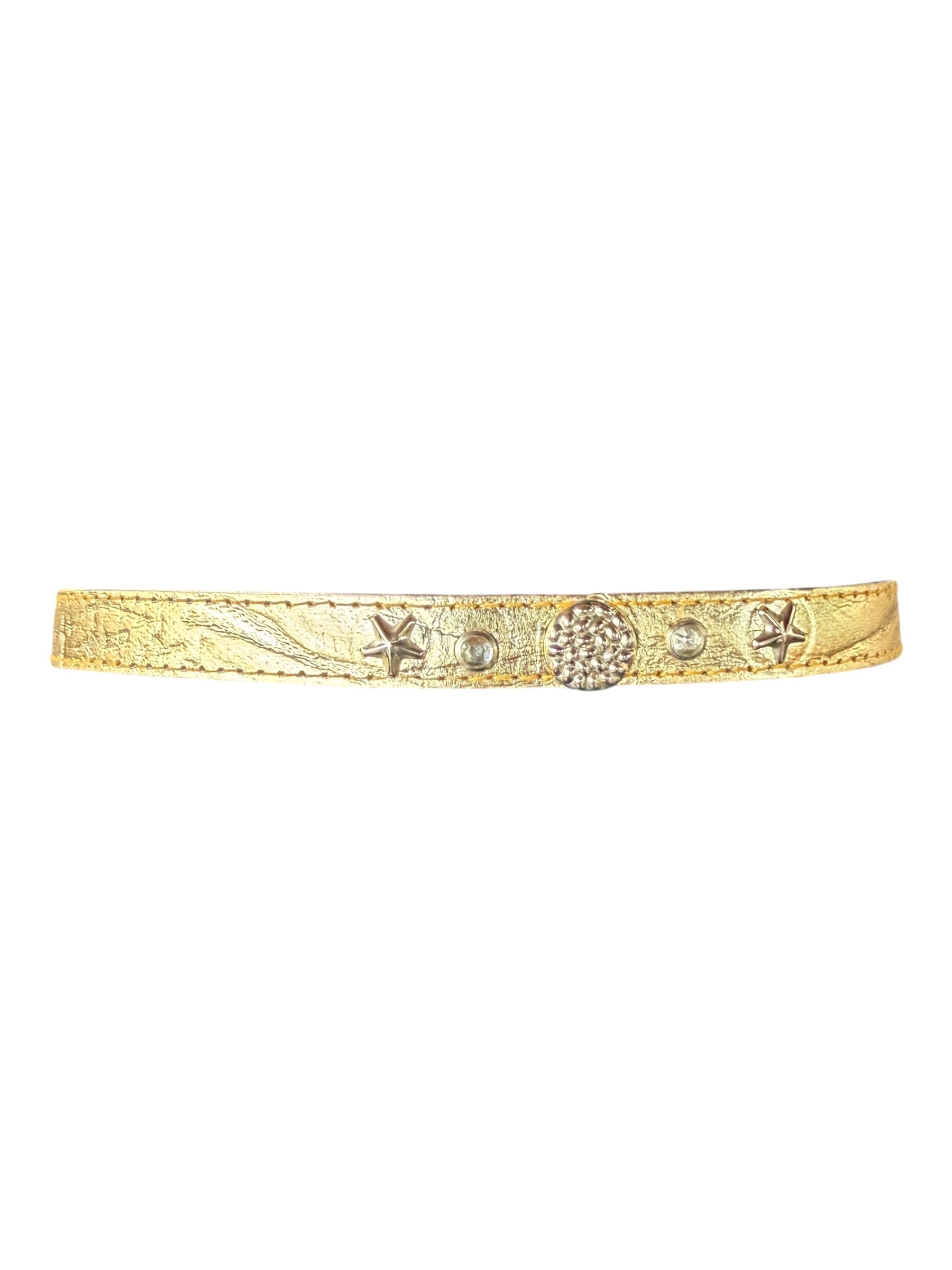 Gold Choker Necklace with Star and Circular Stud Details