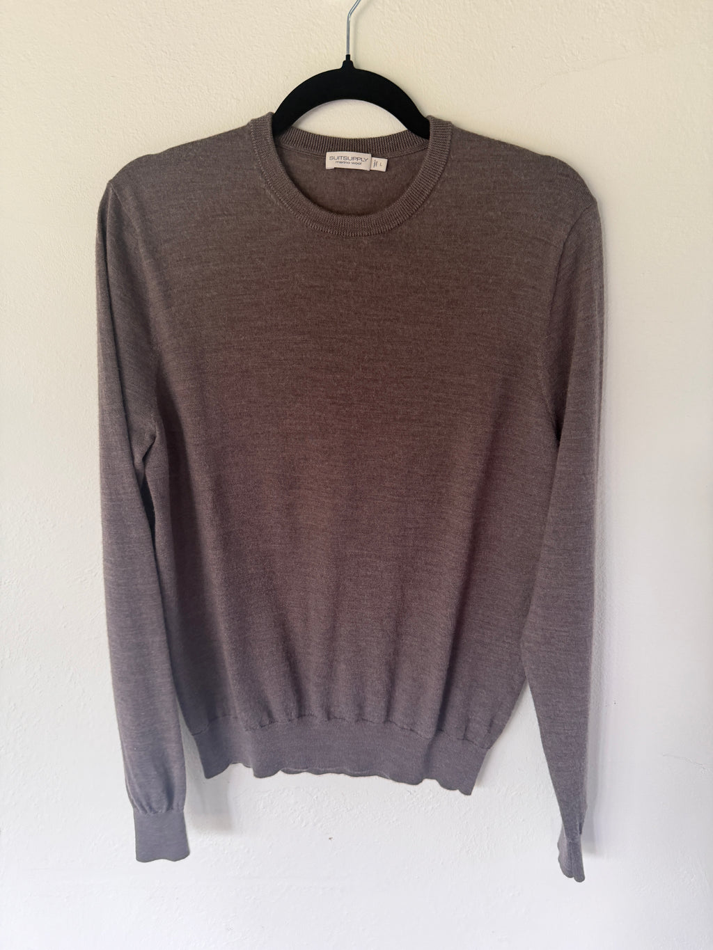Suitsupply Taupe/Greige Merino Wool Crewneck Sweater - photo 4