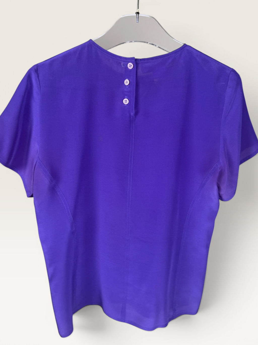 Michelle Stuart 1980s Purple Silk Blouse