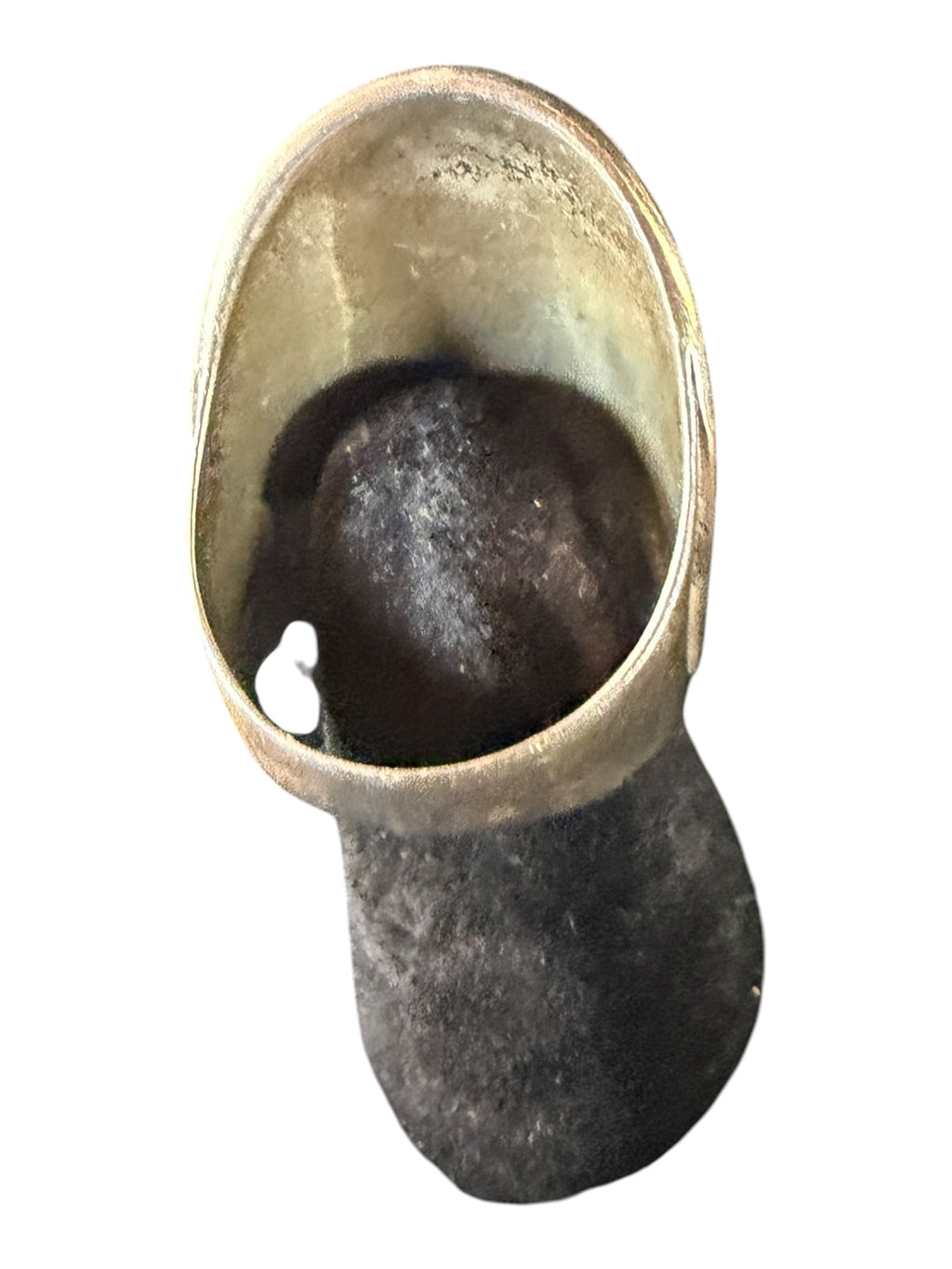 Mid-20th Century Silver Ring with Ornate Detailing and Dark Interior