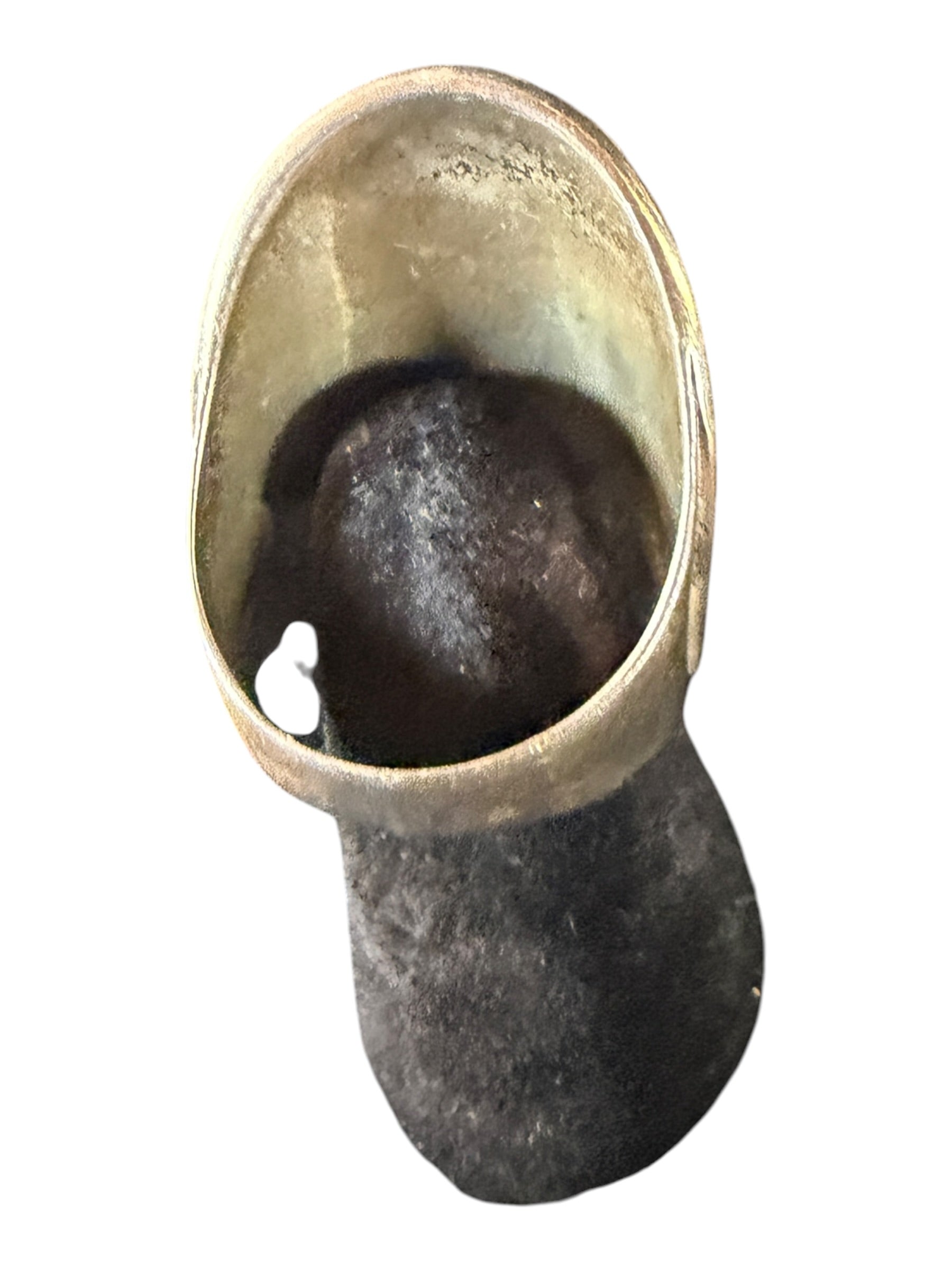 Mid-20th Century Silver Ring with Ornate Detailing and Dark Interior