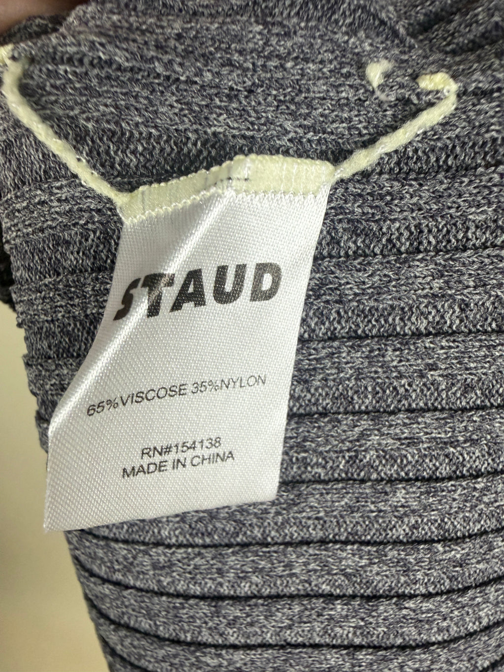 STAUD Ribbed Knit Colorblock Midi Dress in Dark Charcoal & Light Heather Grey - photo 8