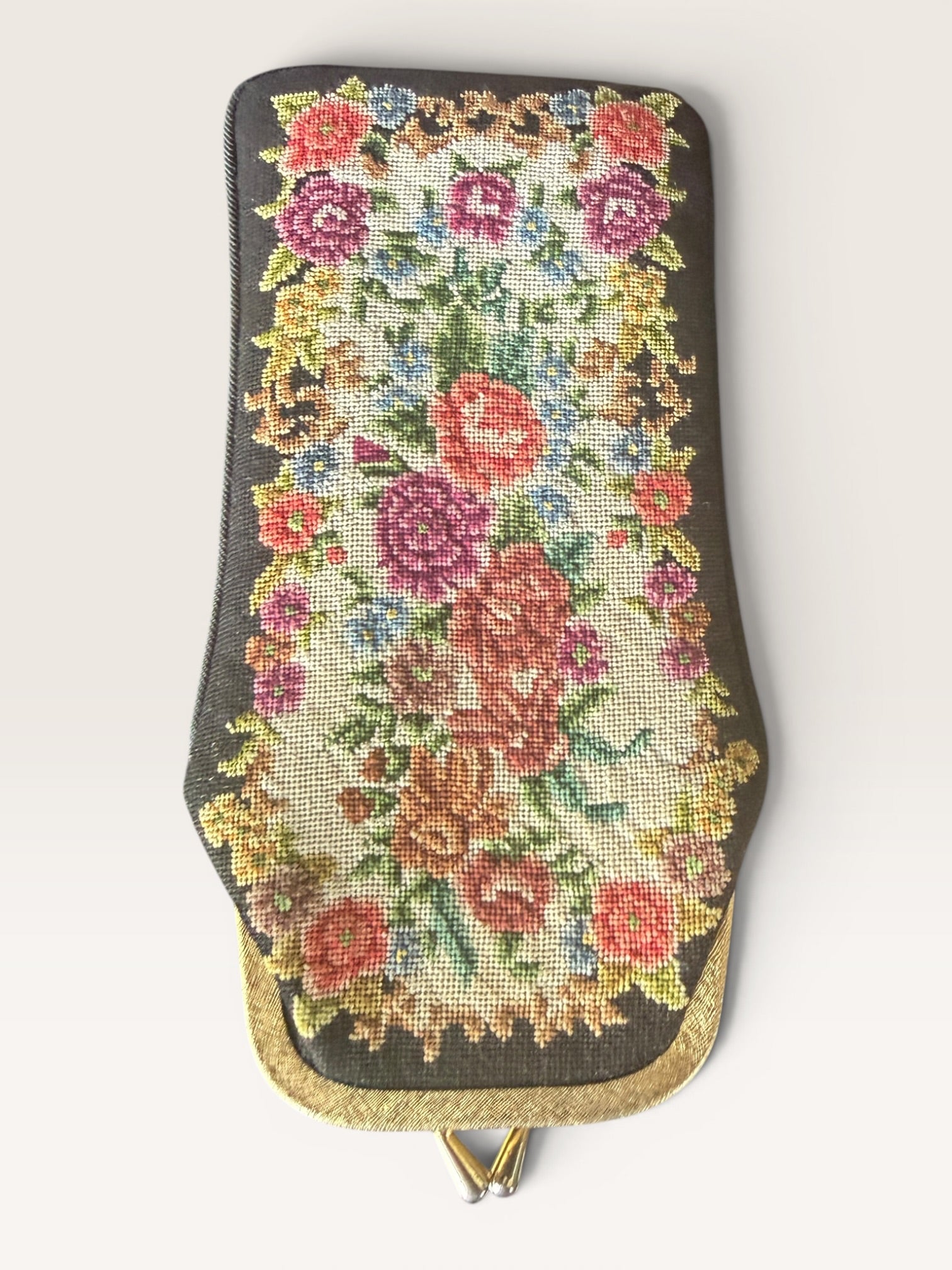 Black and Gold Embroidered Clutch